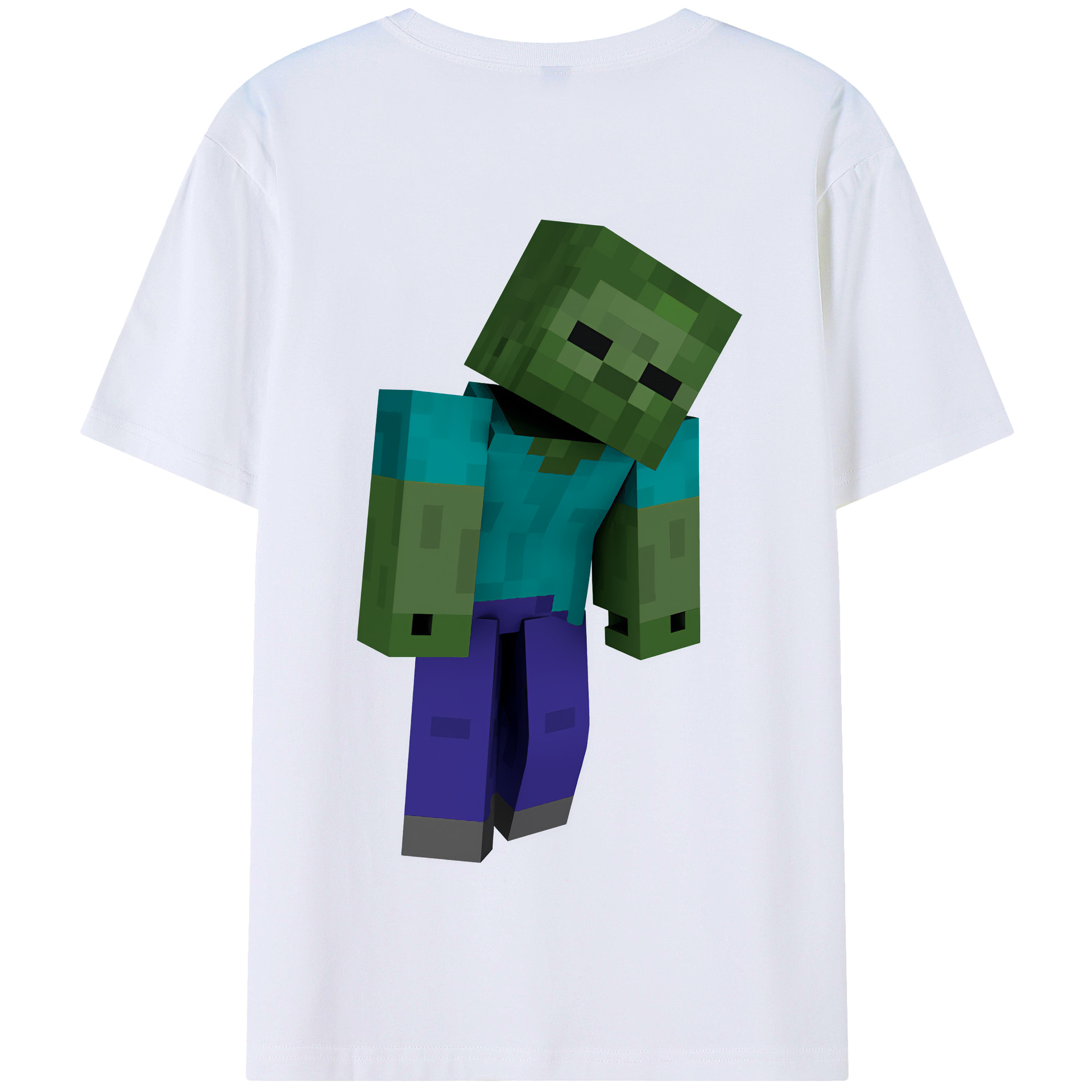 （画像用） マインクラフト ブロックの世界 Minecraft MC Block world 綿100％半袖Tシャツ（背面プリント）