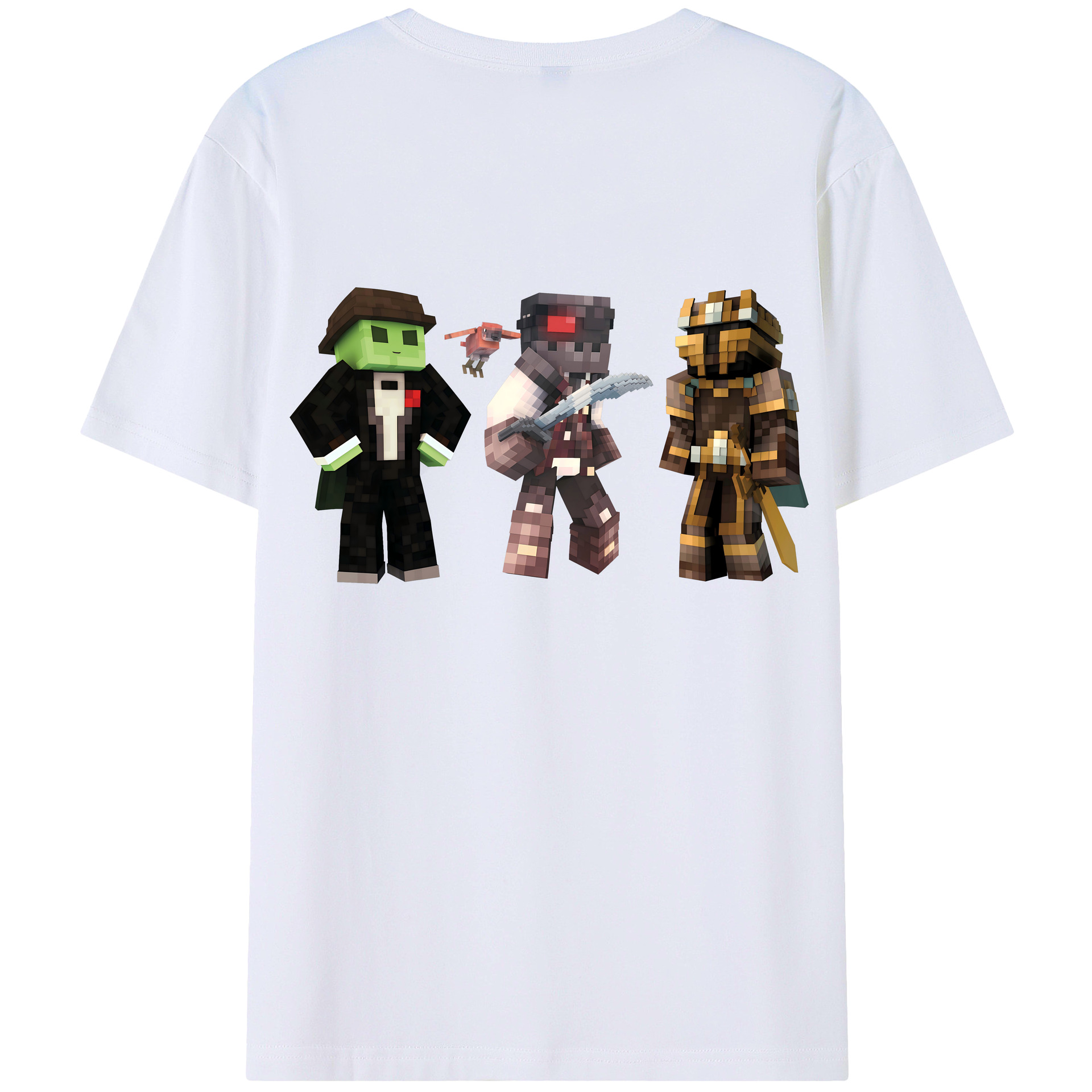 （画像用） マインクラフト ブロックの世界 Minecraft MC Block world 綿100％半袖Tシャツ（背面プリント）