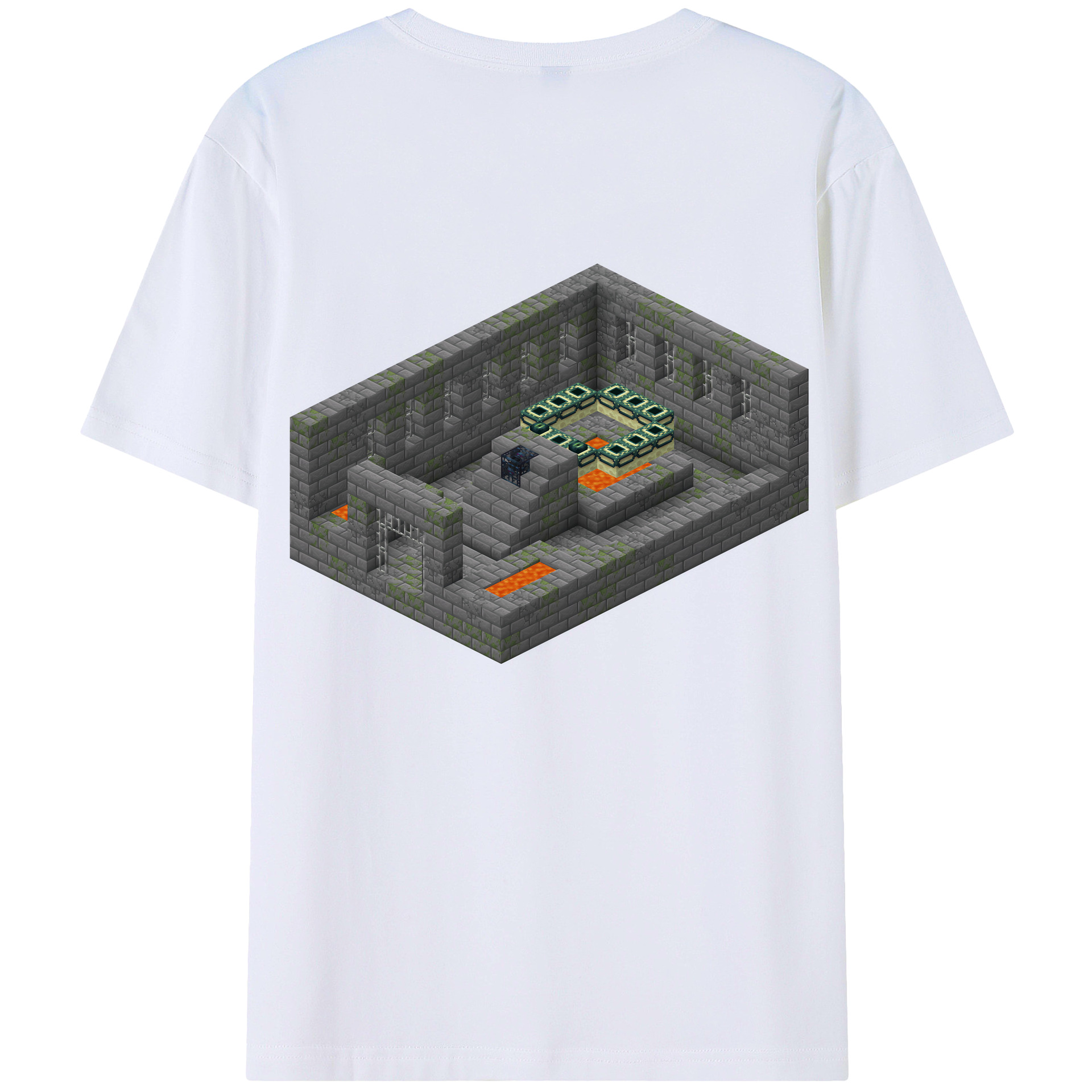 （画像用） マインクラフト ブロックの世界 Minecraft MC Block world 綿100％半袖Tシャツ（背面プリント）