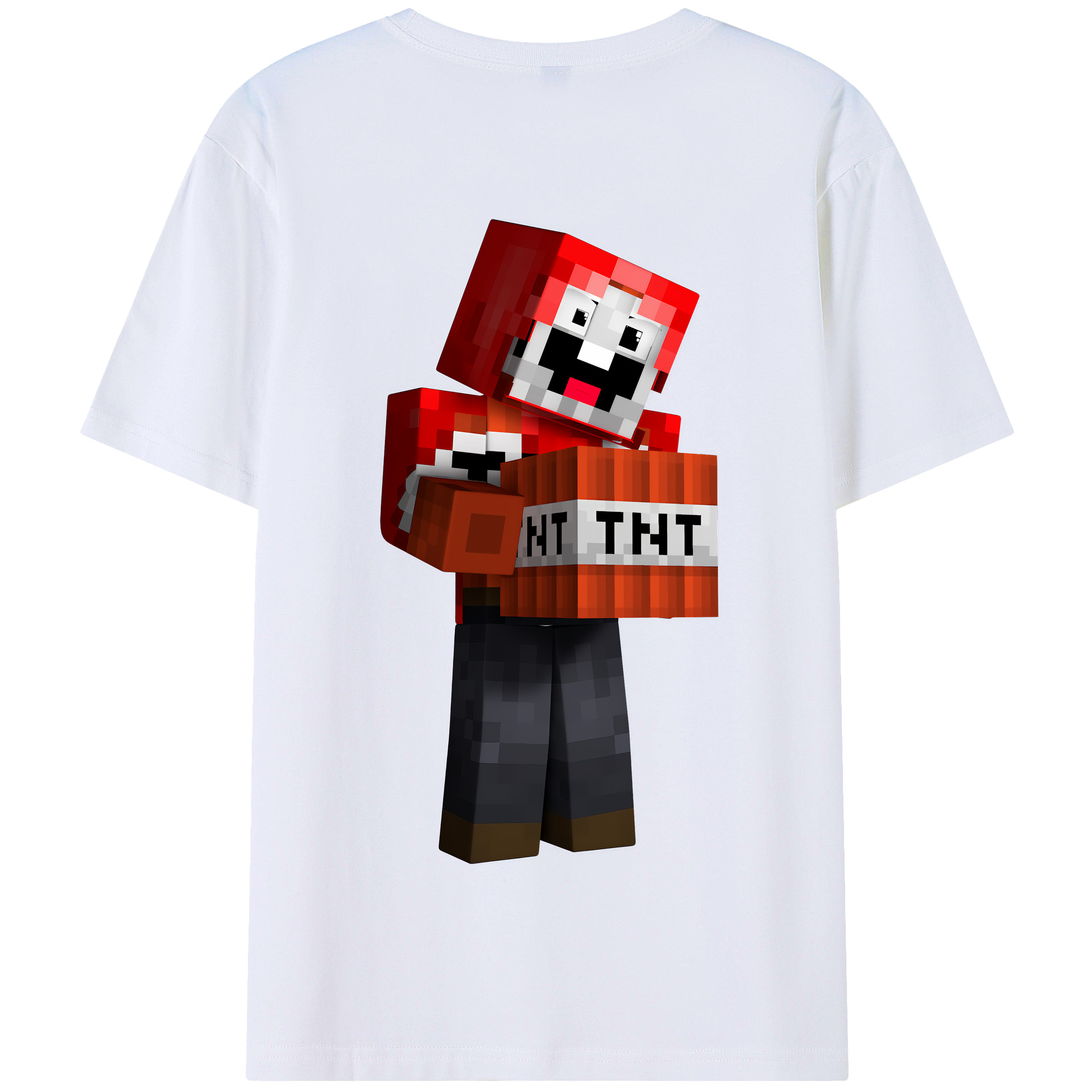 （画像用） マインクラフト ブロックの世界 Minecraft MC Block world 綿100％半袖Tシャツ（背面プリント）