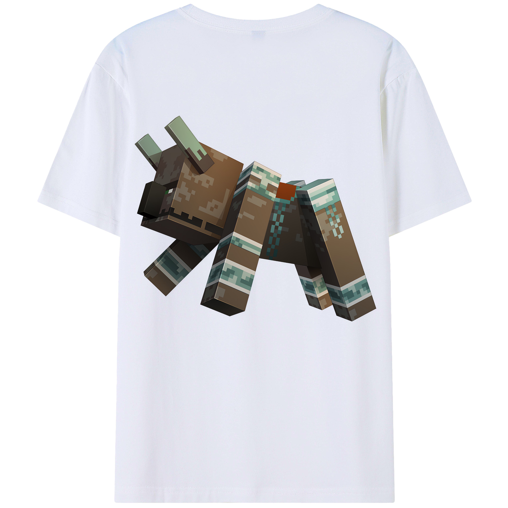 （画像用） マインクラフト ブロックの世界 Minecraft MC Block world 綿100％半袖Tシャツ（背面プリント）