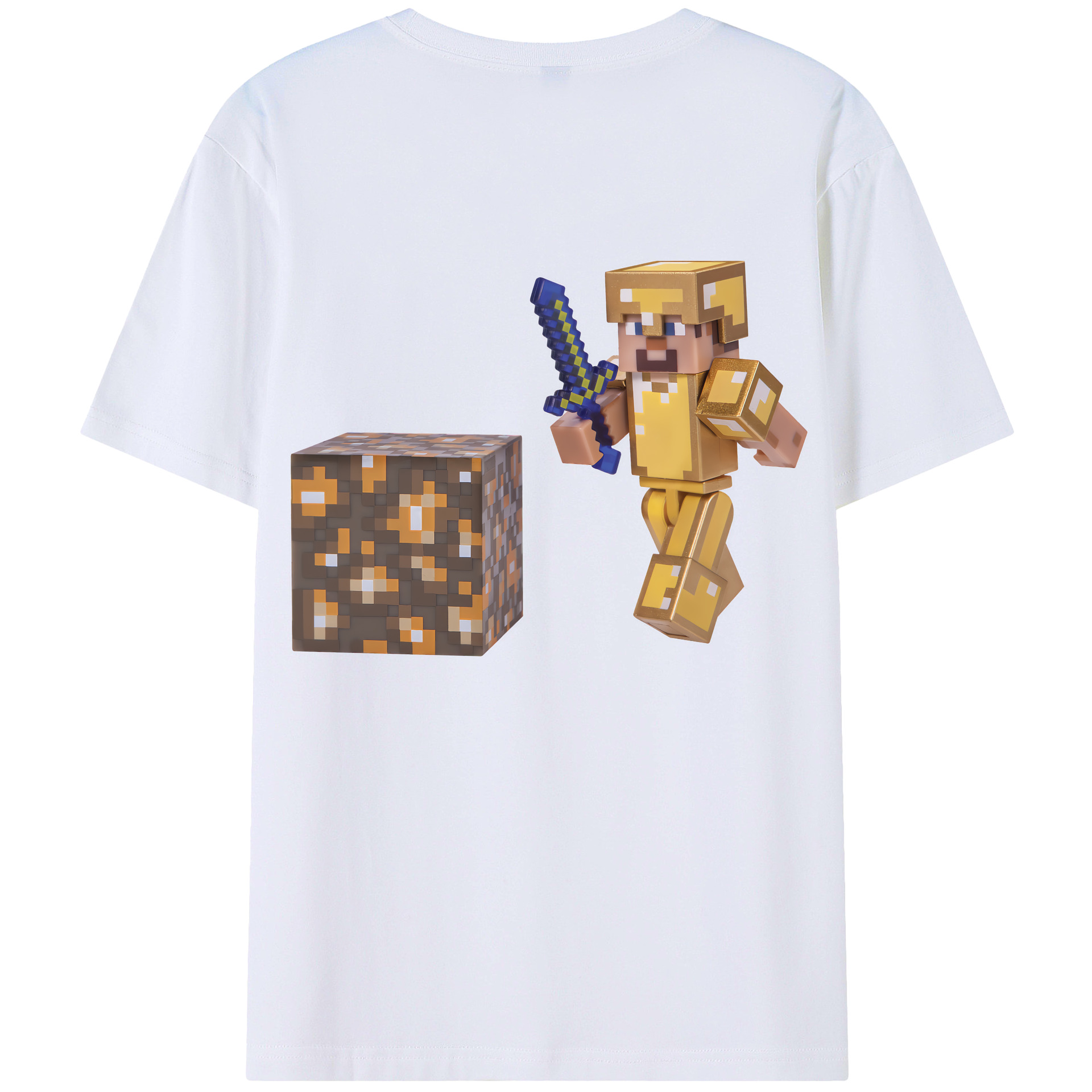 （画像用） マインクラフト ブロックの世界 Minecraft MC Block world 綿100％半袖Tシャツ（背面プリント）