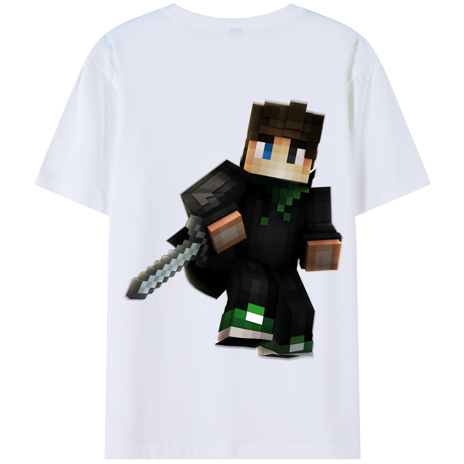 （画像用） マインクラフト ブロックの世界 Minecraft MC Block world 綿100％半袖Tシャツ（背面プリント）
