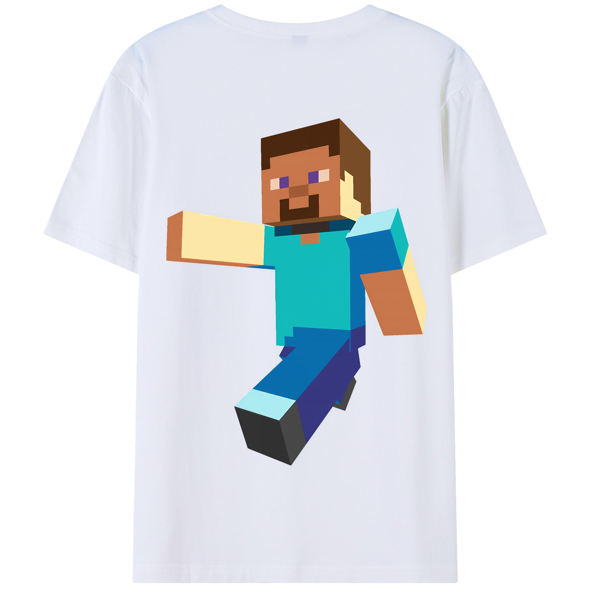 （画像用） マインクラフト ブロックの世界 Minecraft MC Block world 綿100％半袖Tシャツ（背面プリント）