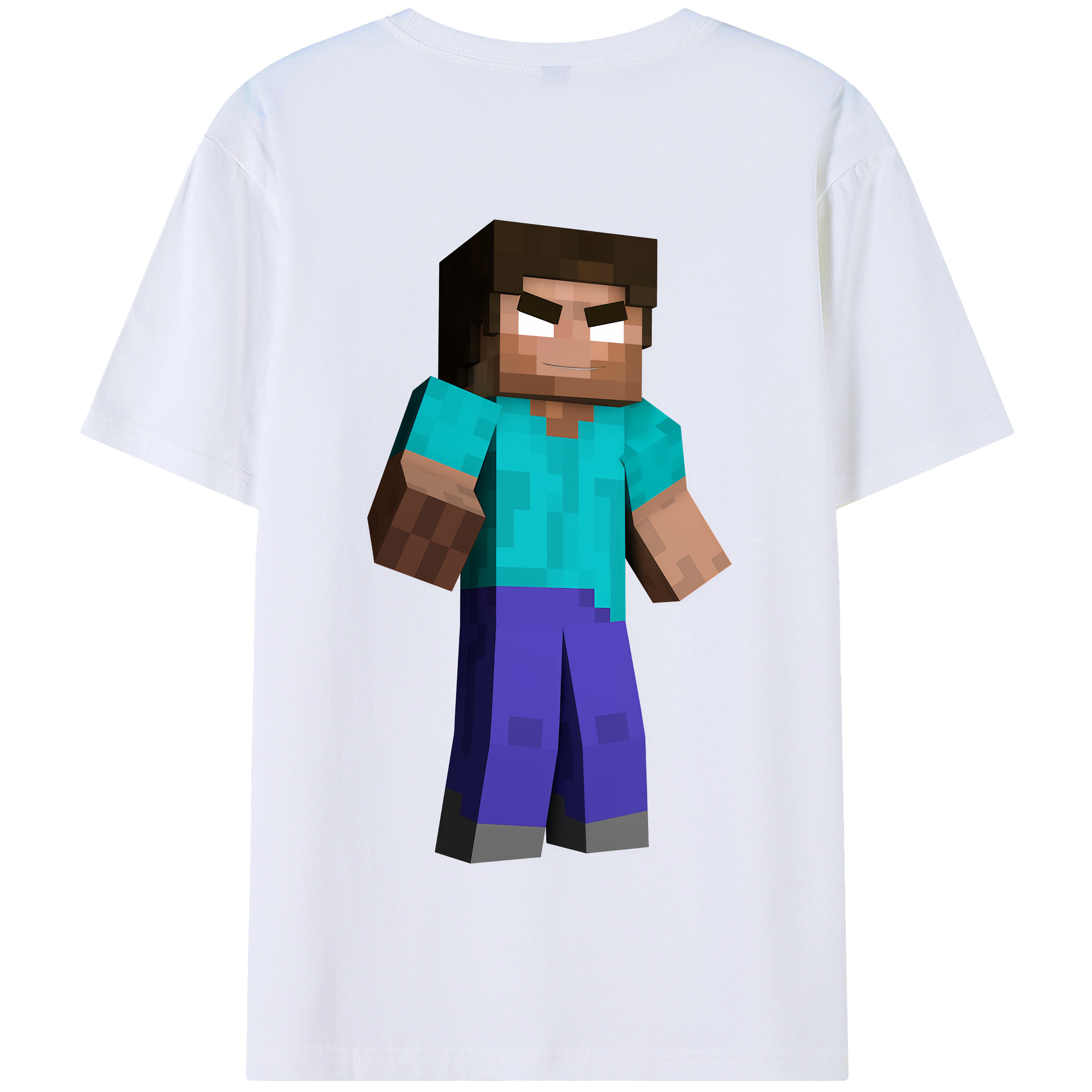 （画像用） マインクラフト ブロックの世界 Minecraft MC Block world 綿100％半袖Tシャツ（背面プリント）