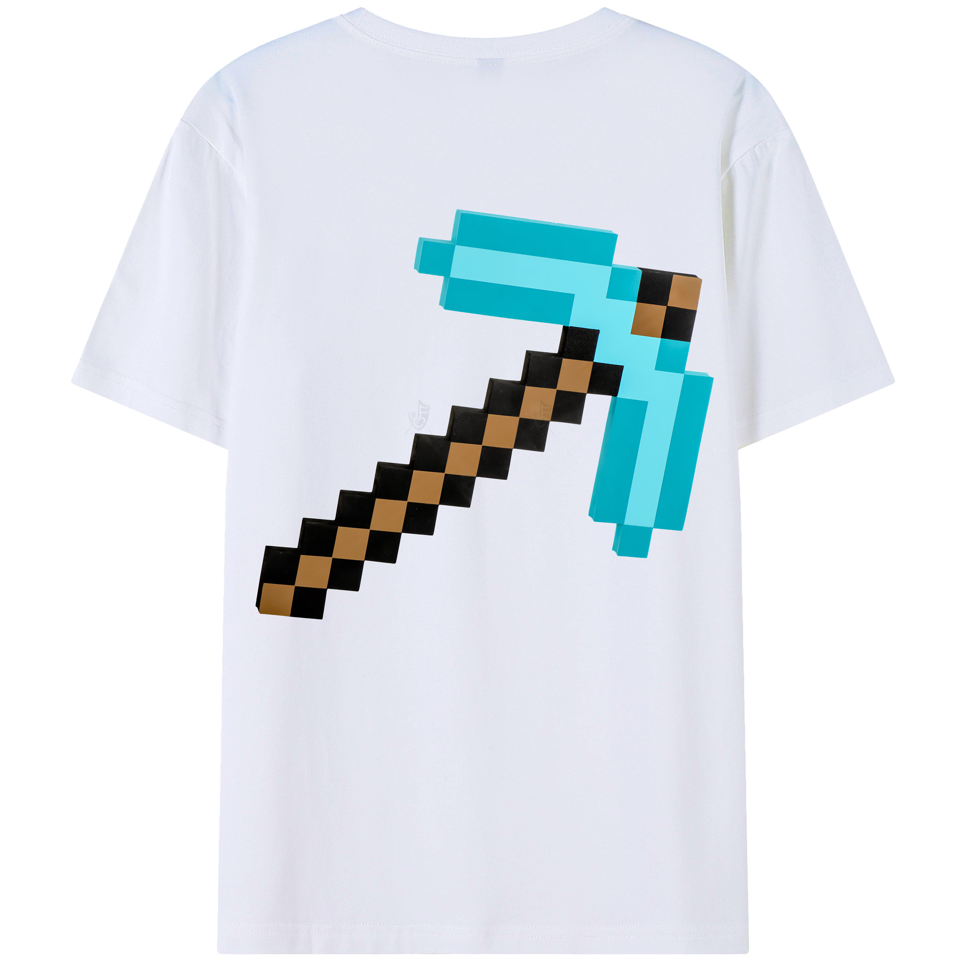 （画像用） マインクラフト ブロックの世界 Minecraft MC Block world 綿100％半袖Tシャツ（背面プリント）