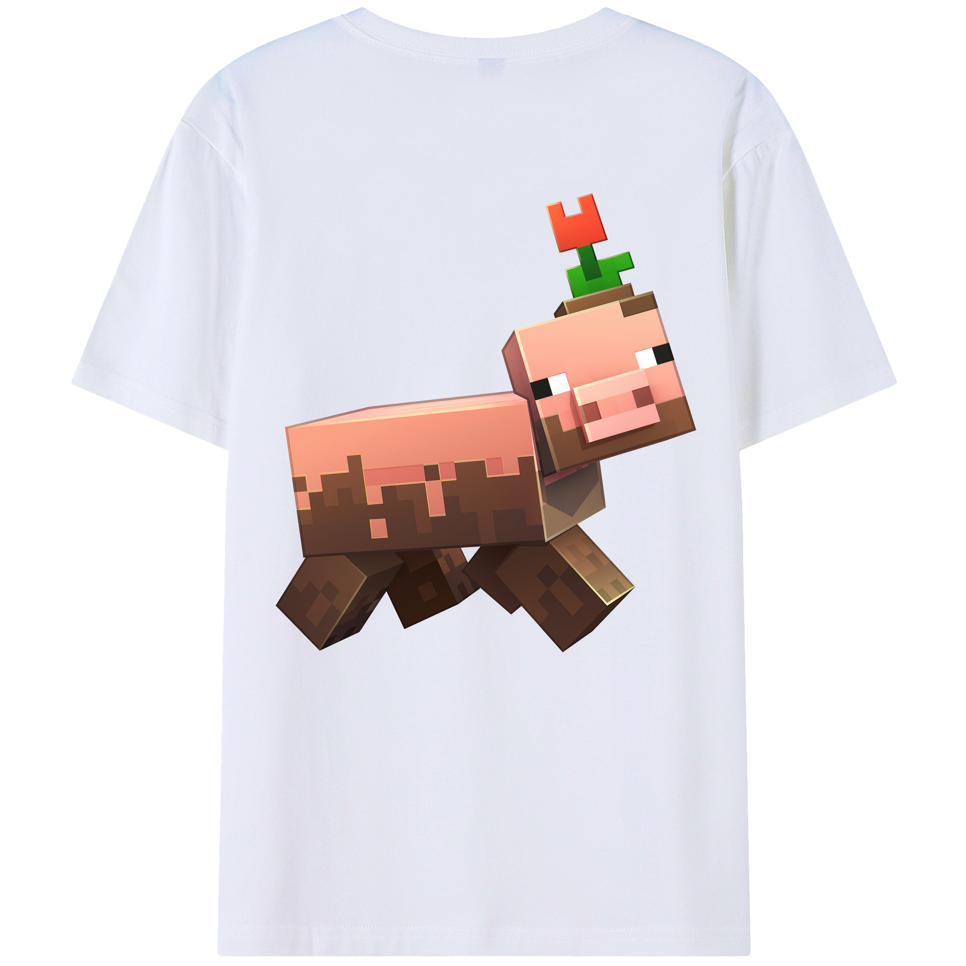 （画像用） マインクラフト ブロックの世界 Minecraft MC Block world 綿100％半袖Tシャツ（背面プリント）
