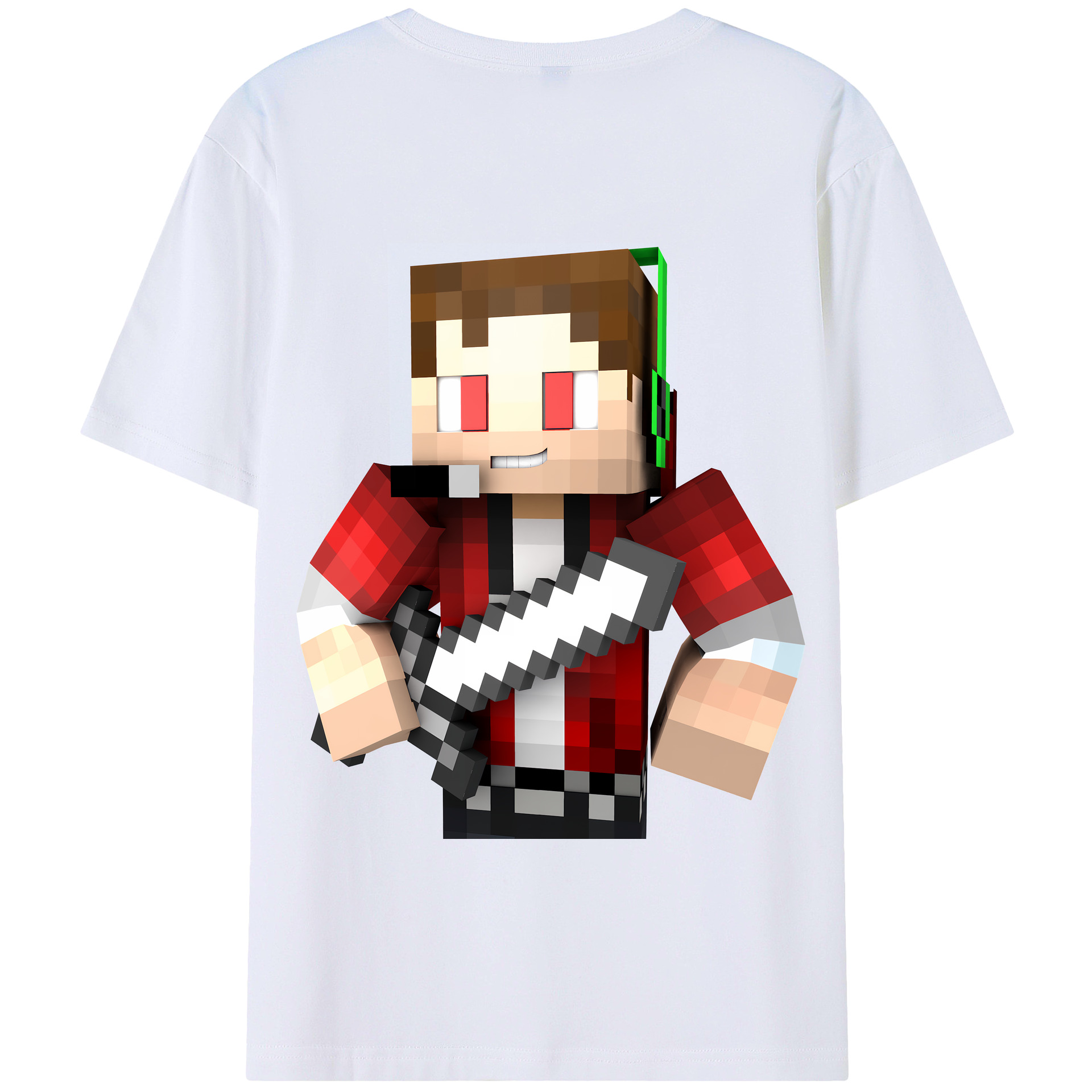 （画像用） マインクラフト ブロックの世界 Minecraft MC Block world 綿100％半袖Tシャツ（背面プリント）