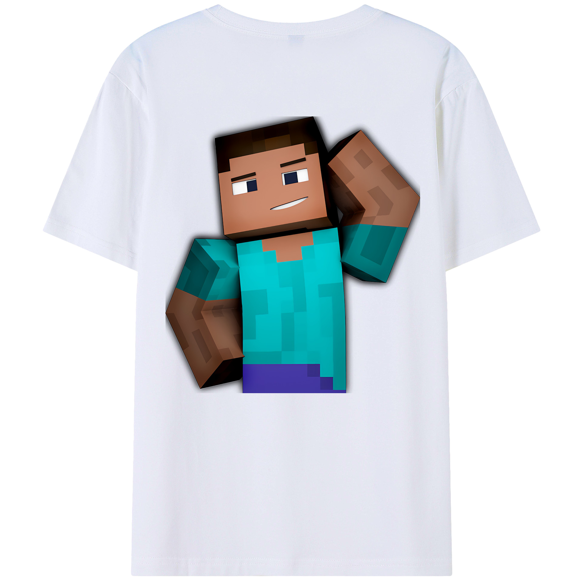 （画像用） マインクラフト ブロックの世界 Minecraft MC Block world 綿100％半袖Tシャツ（背面プリント）