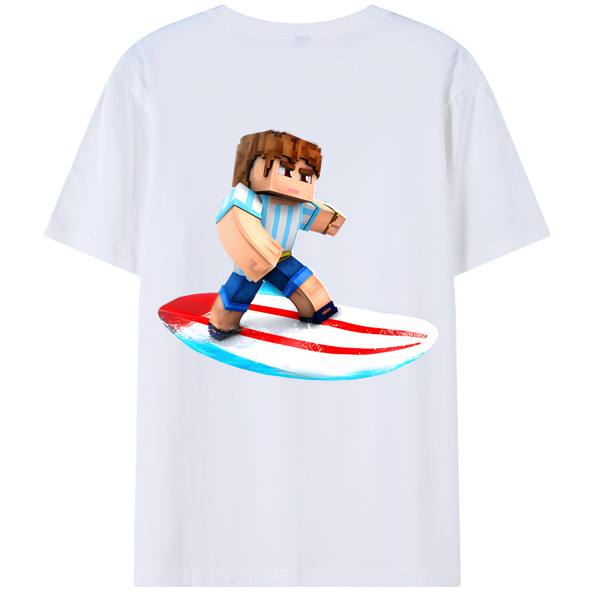 （画像用） マインクラフト ブロックの世界 Minecraft MC Block world 綿100％半袖Tシャツ（背面プリント）