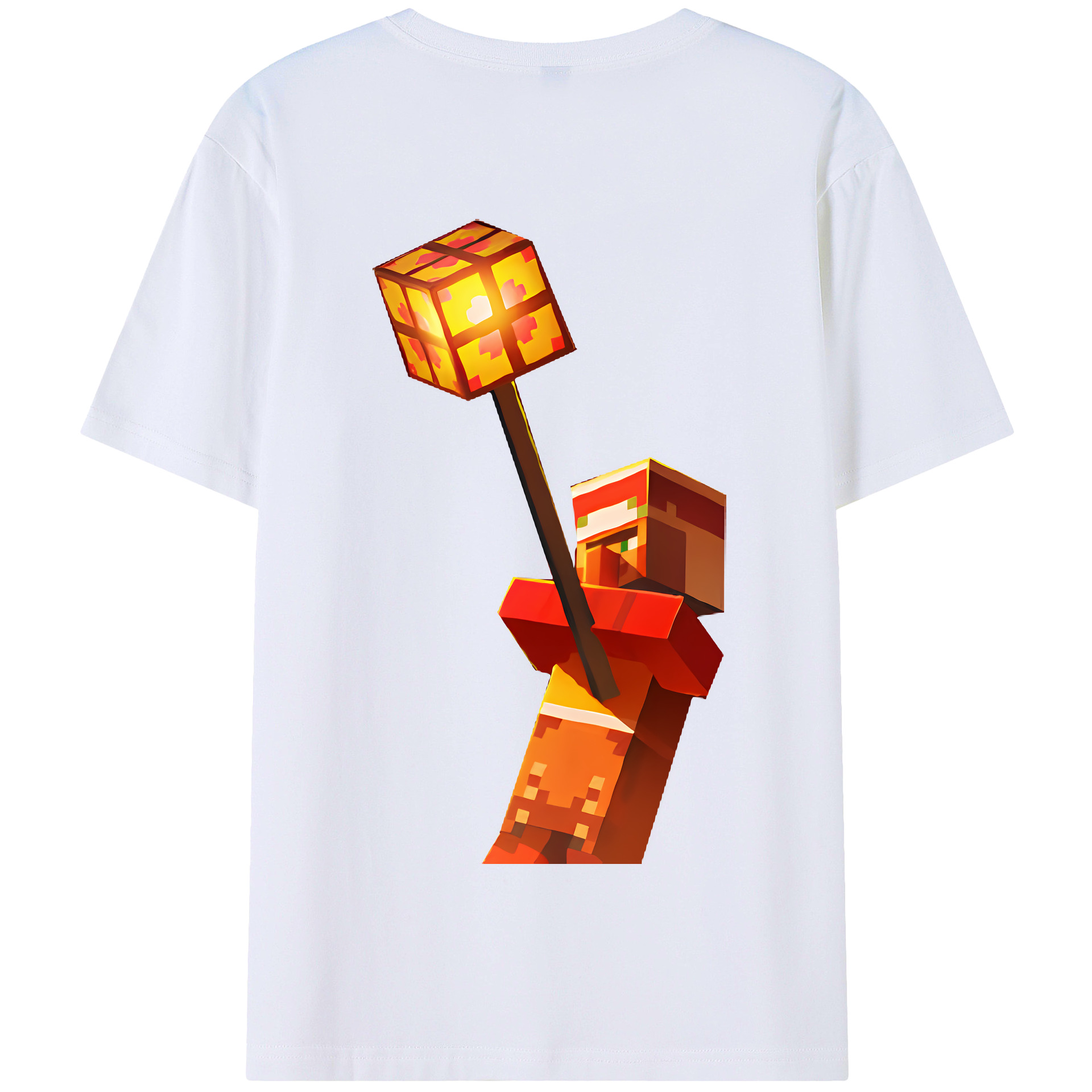 （画像用） マインクラフト ブロックの世界 Minecraft MC Block world 綿100％半袖Tシャツ（背面プリント）
