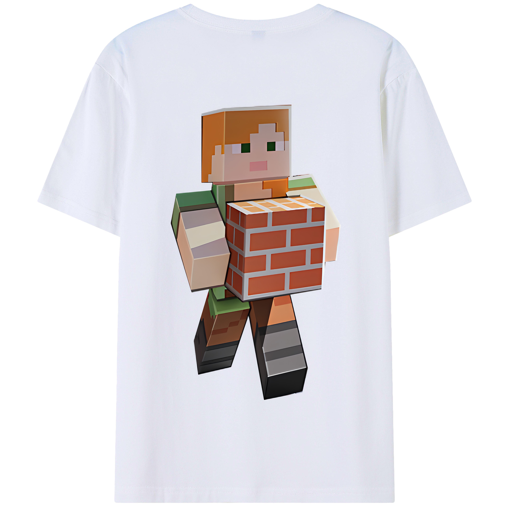 （画像用） マインクラフト ブロックの世界 Minecraft MC Block world 綿100％半袖Tシャツ（背面プリント）