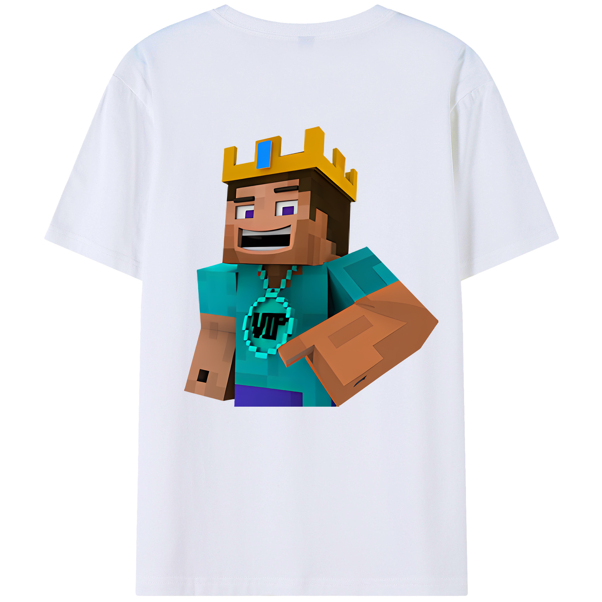 （画像用） マインクラフト ブロックの世界 Minecraft MC Block world 綿100％半袖Tシャツ（背面プリント）