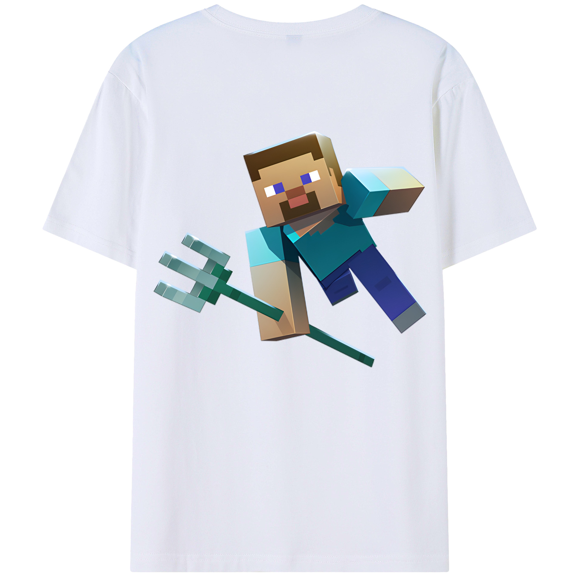 （画像用） マインクラフト ブロックの世界 Minecraft MC Block world 綿100％半袖Tシャツ（背面プリント）