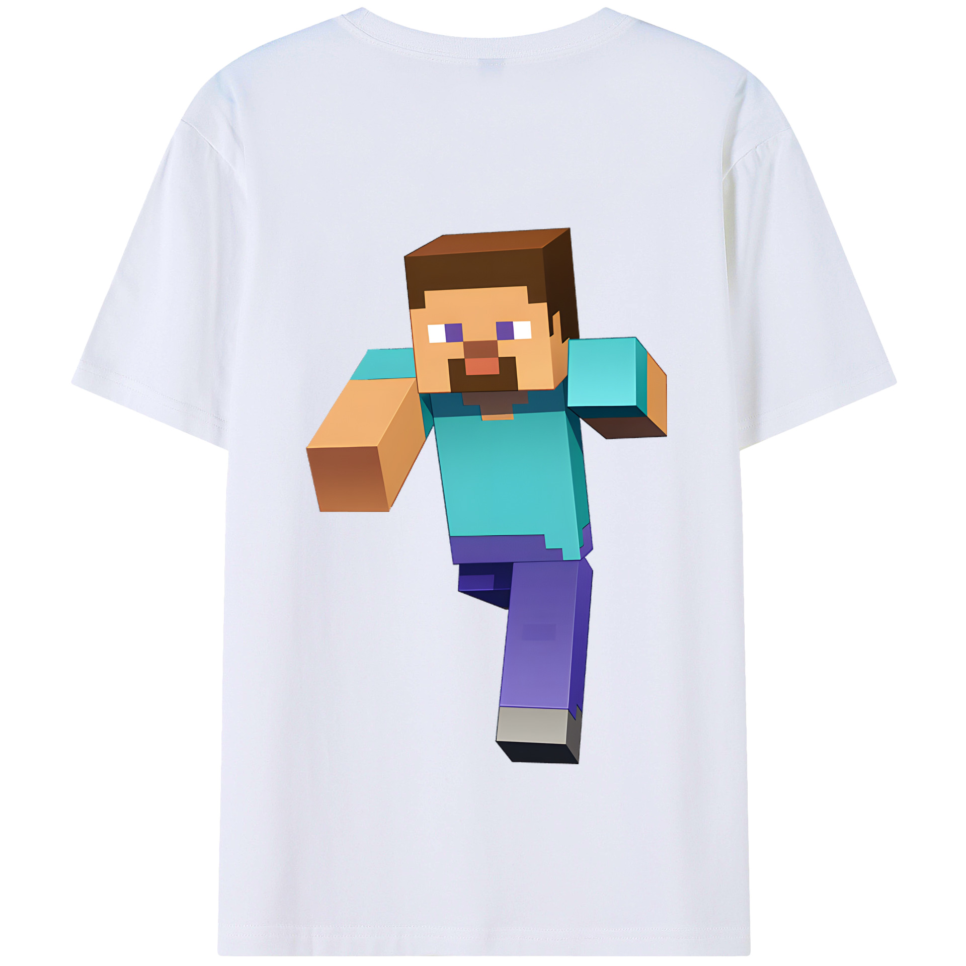 （画像用） マインクラフト ブロックの世界 Minecraft MC Block world 綿100％半袖Tシャツ（背面プリント）