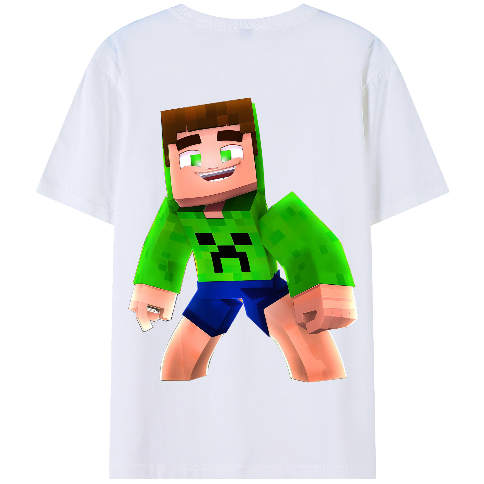 （画像用） マインクラフト ブロックの世界 Minecraft MC Block world 綿100％半袖Tシャツ（背面プリント）