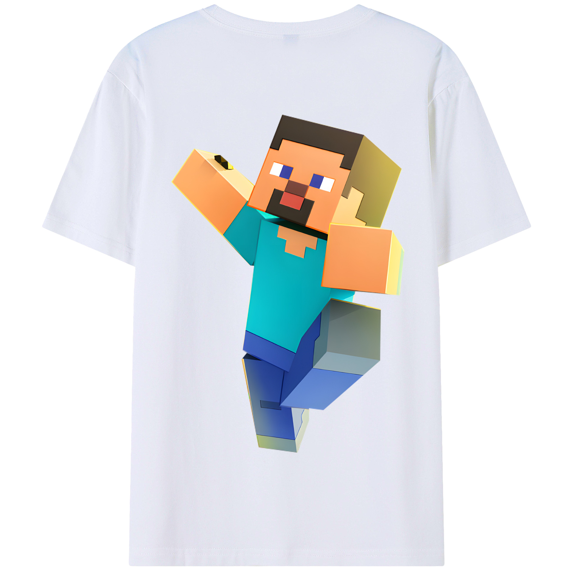 （画像用） マインクラフト ブロックの世界 Minecraft MC Block world 綿100％半袖Tシャツ（背面プリント）