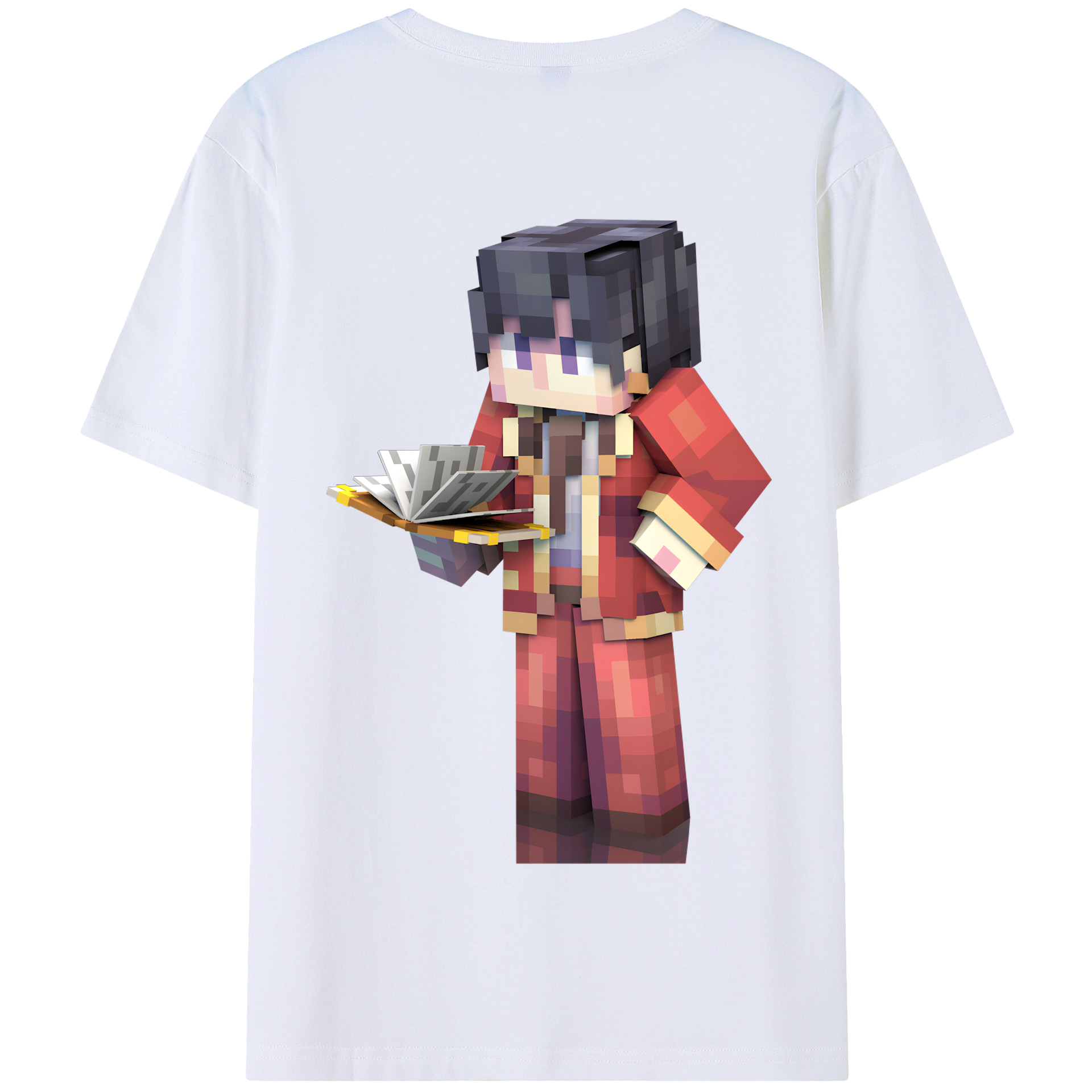 （画像用） マインクラフト ブロックの世界 Minecraft MC Block world 綿100％半袖Tシャツ（背面プリント）