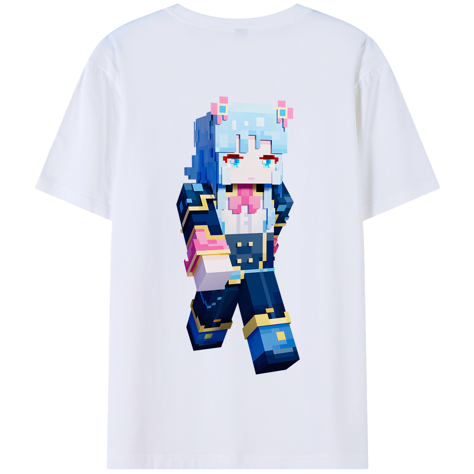 （画像用） マインクラフト ブロックの世界 Minecraft MC Block world 綿100％半袖Tシャツ（背面プリント）
