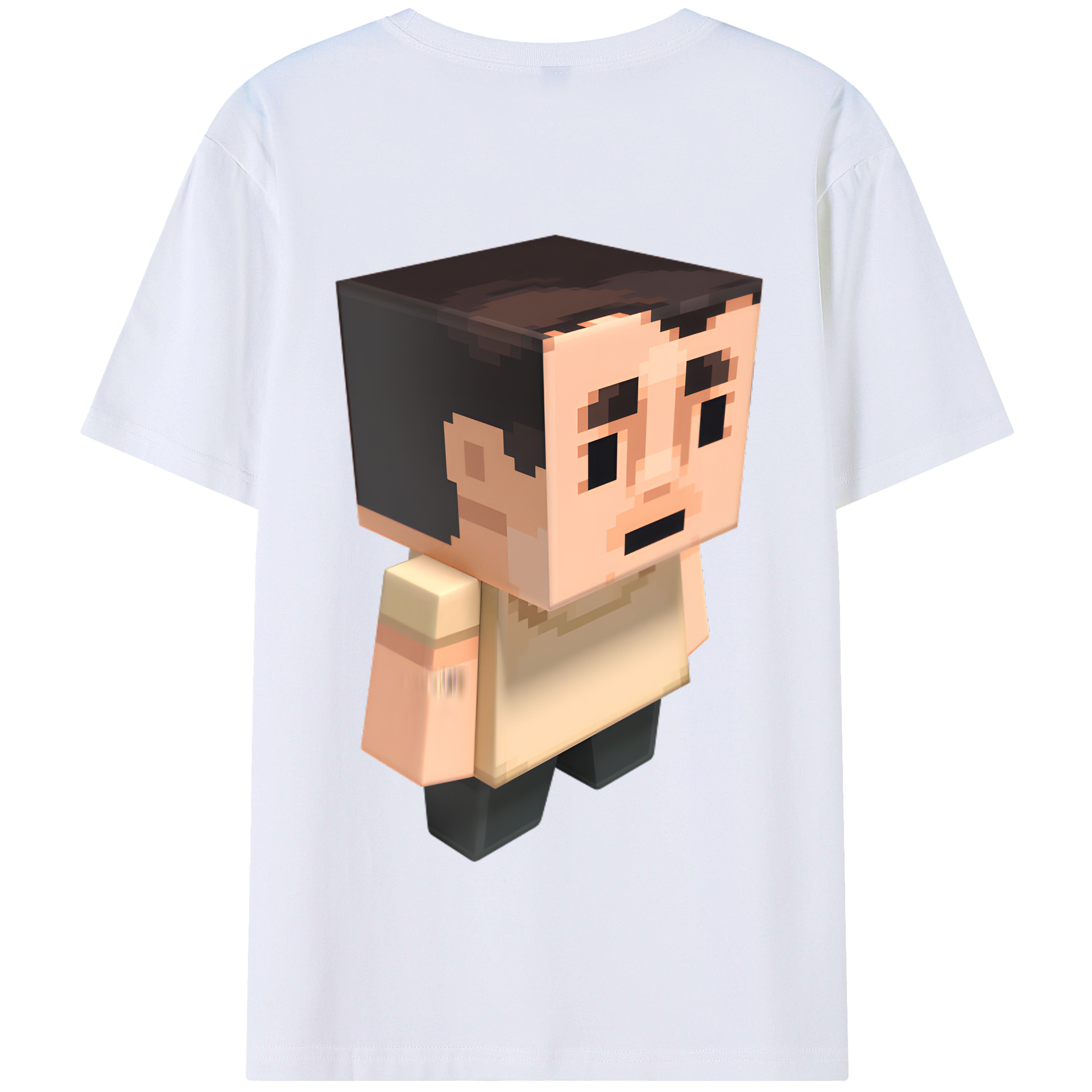 （画像用） マインクラフト ブロックの世界 Minecraft MC Block world 綿100％半袖Tシャツ（背面プリント）