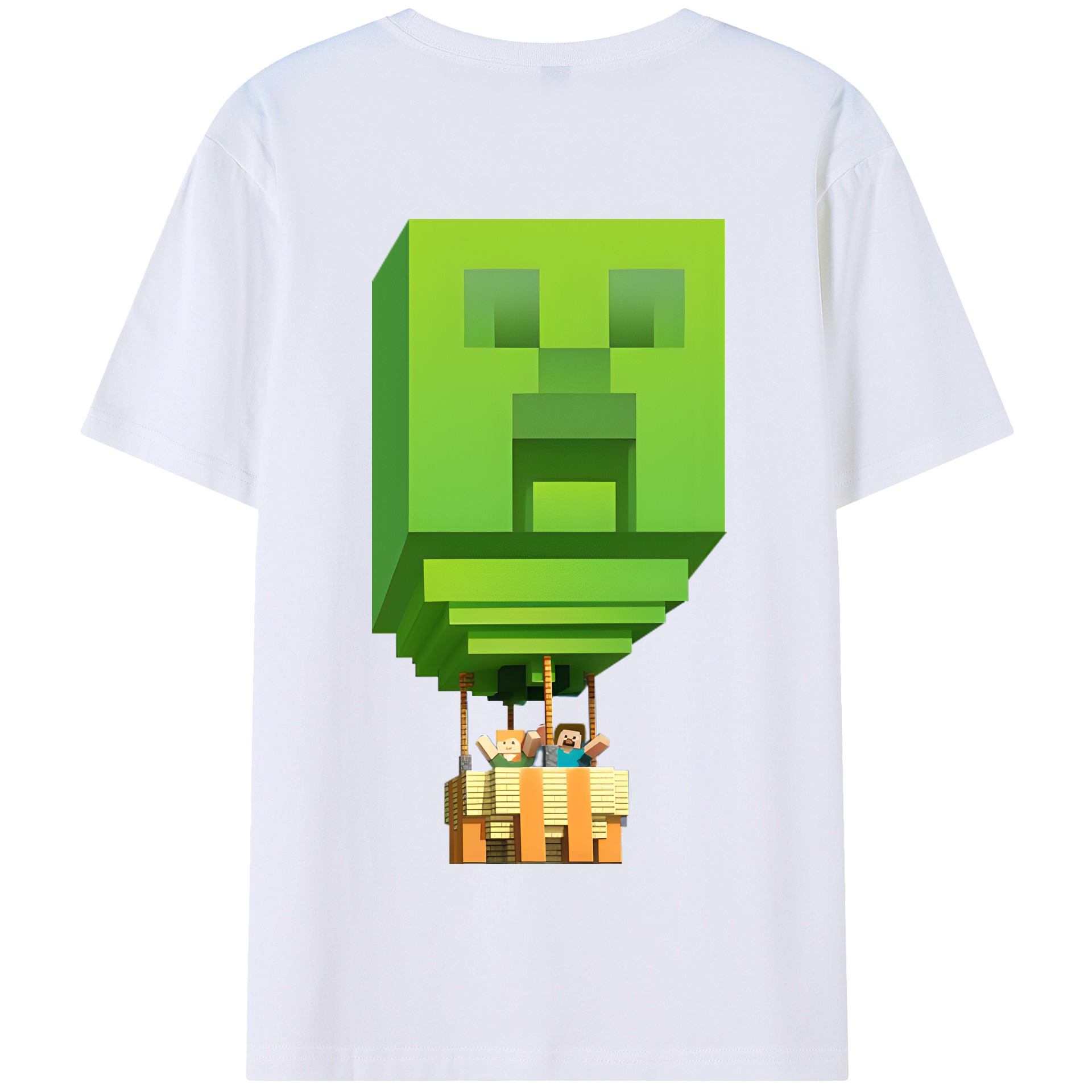 （画像用） マインクラフト ブロックの世界 Minecraft MC Block world 綿100％半袖Tシャツ（背面プリント）