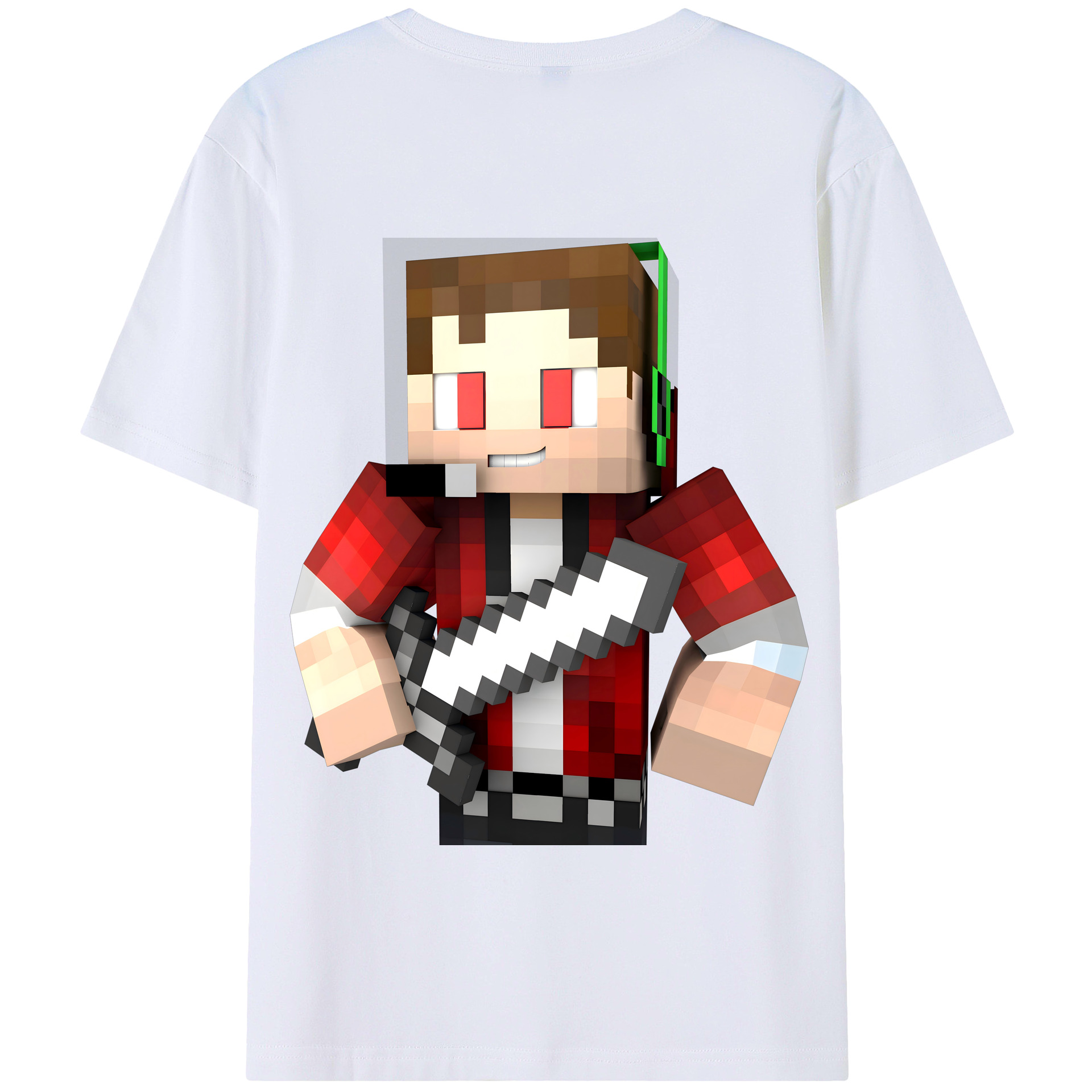 （画像用） マインクラフト ブロックの世界 Minecraft MC Block world 綿100％半袖Tシャツ（背面プリント）