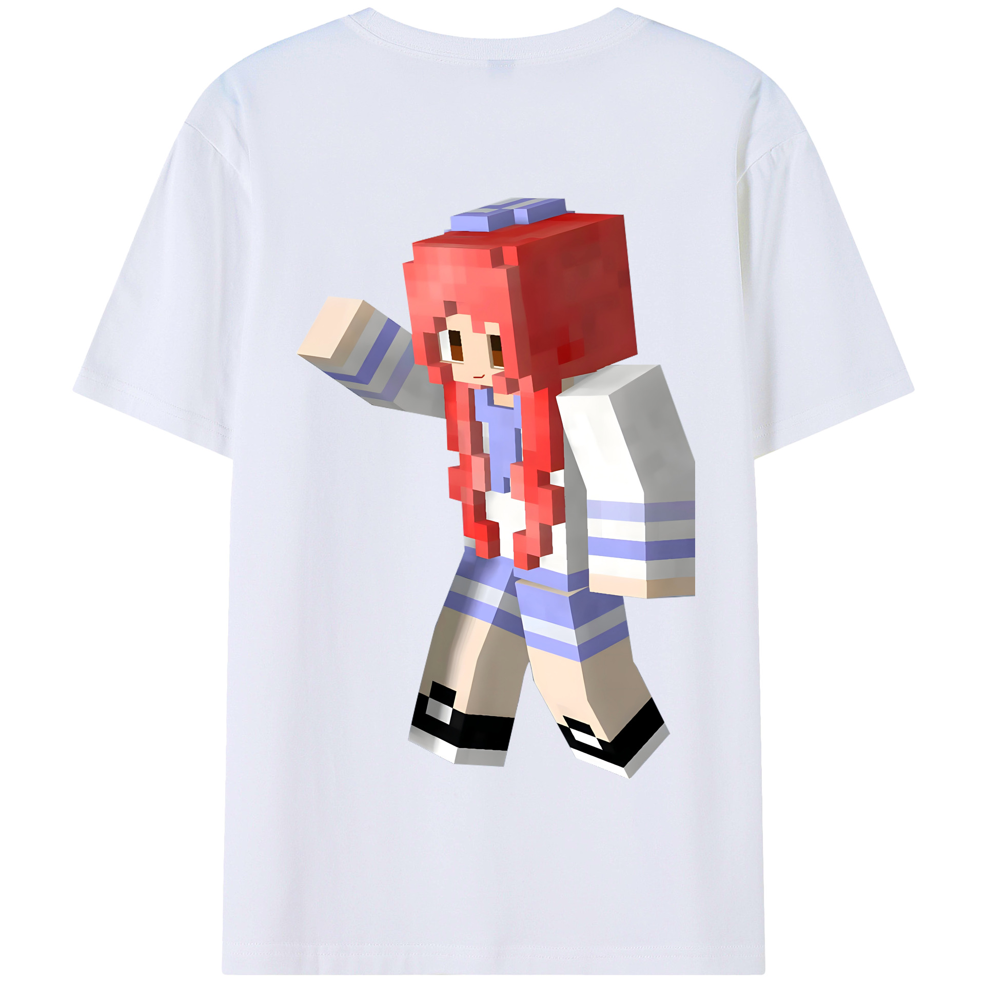 （画像用） マインクラフト ブロックの世界 Minecraft MC Block world 綿100％半袖Tシャツ（背面プリント）