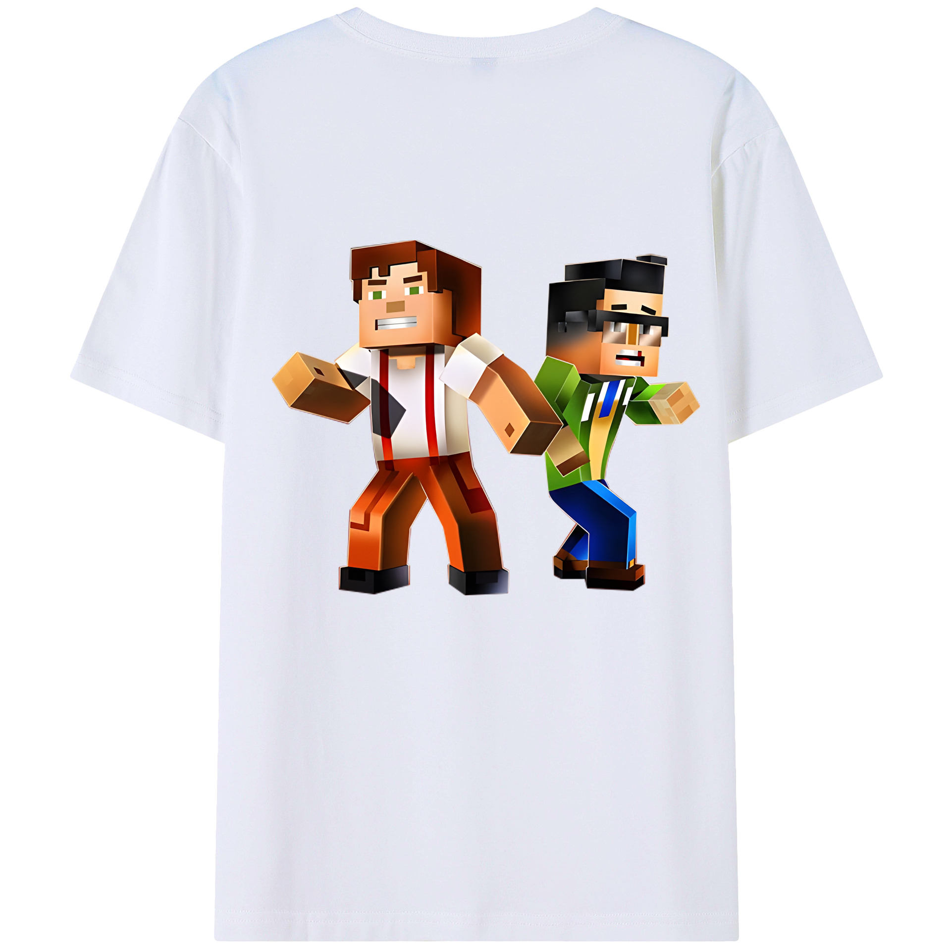 （画像用） マインクラフト ブロックの世界 Minecraft MC Block world 綿100％半袖Tシャツ（背面プリント）