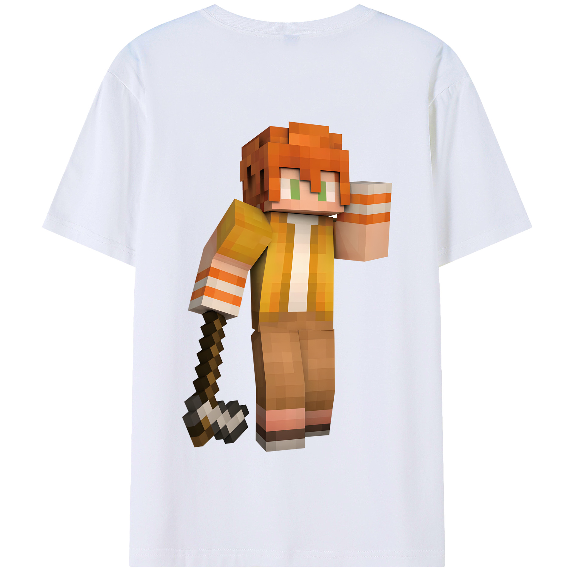 （画像用） マインクラフト ブロックの世界 Minecraft MC Block world 綿100％半袖Tシャツ（背面プリント）