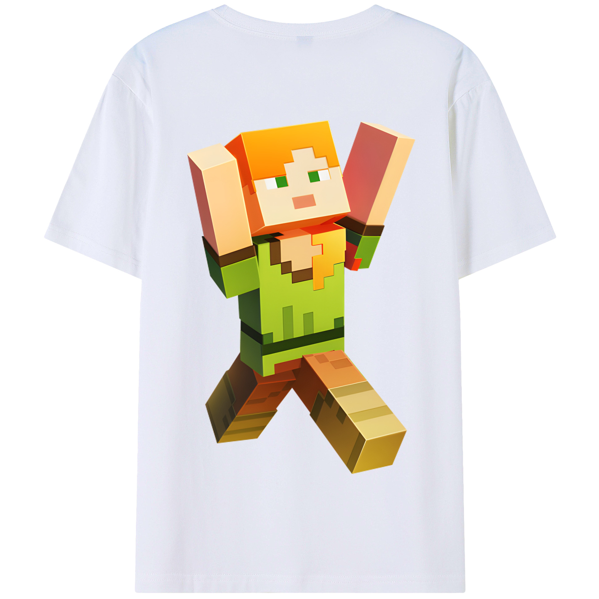 （画像用） マインクラフト ブロックの世界 Minecraft MC Block world 綿100％半袖Tシャツ（背面プリント）