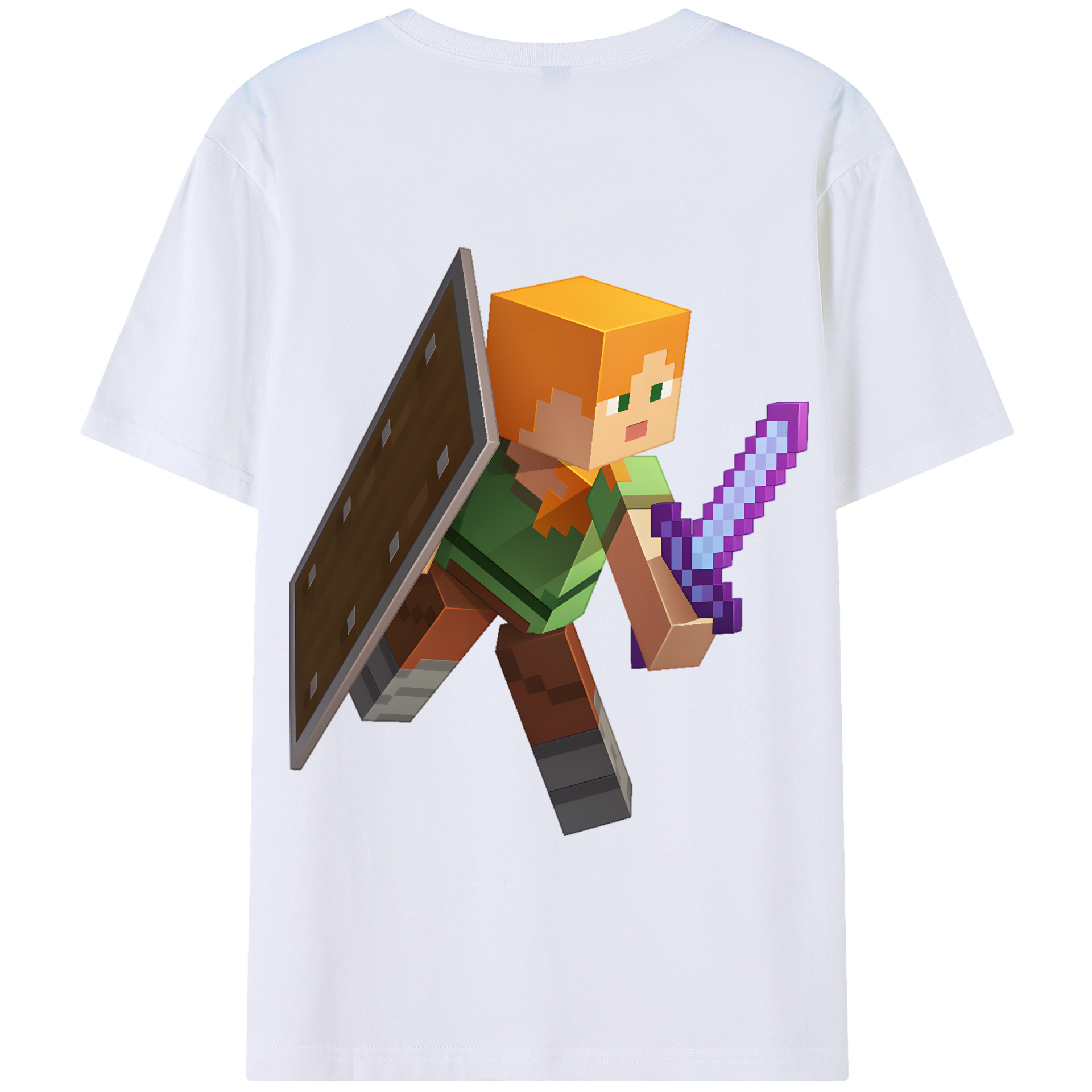 （画像用） マインクラフト ブロックの世界 Minecraft MC Block world 綿100％半袖Tシャツ（背面プリント）