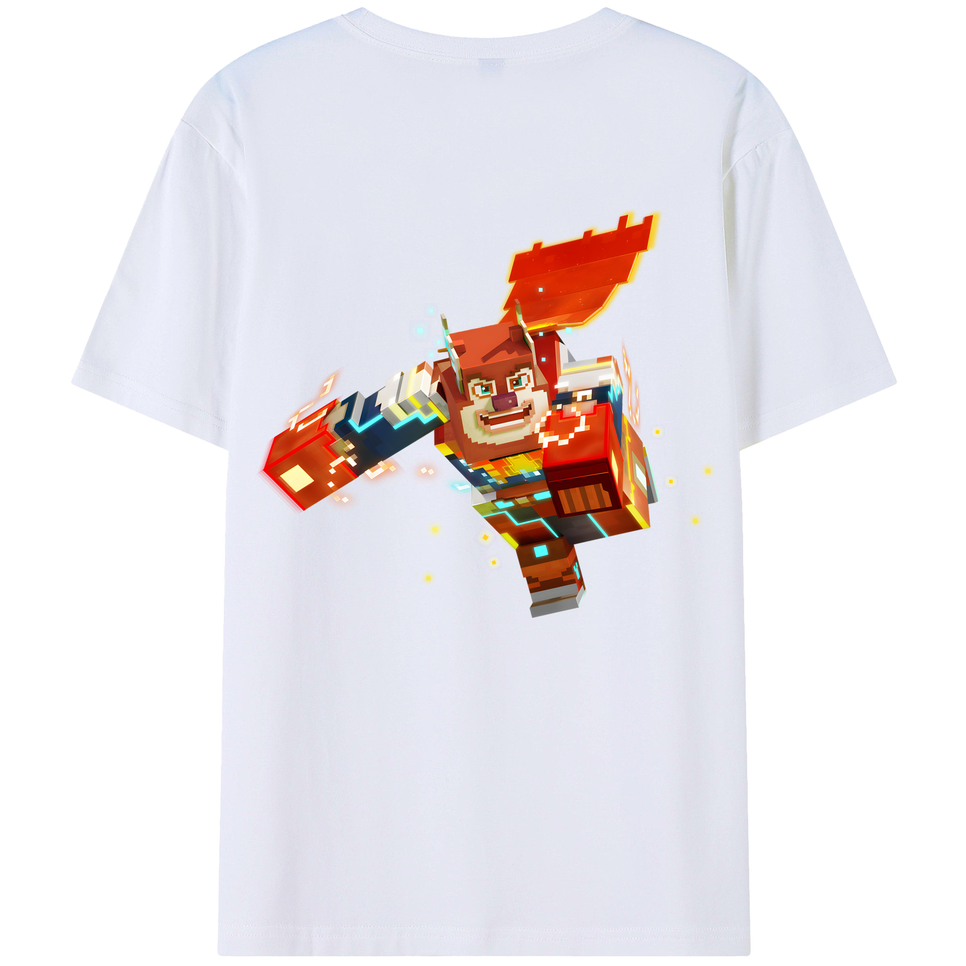 （画像用） マインクラフト ブロックの世界 Minecraft MC Block world 綿100％半袖Tシャツ（背面プリント）