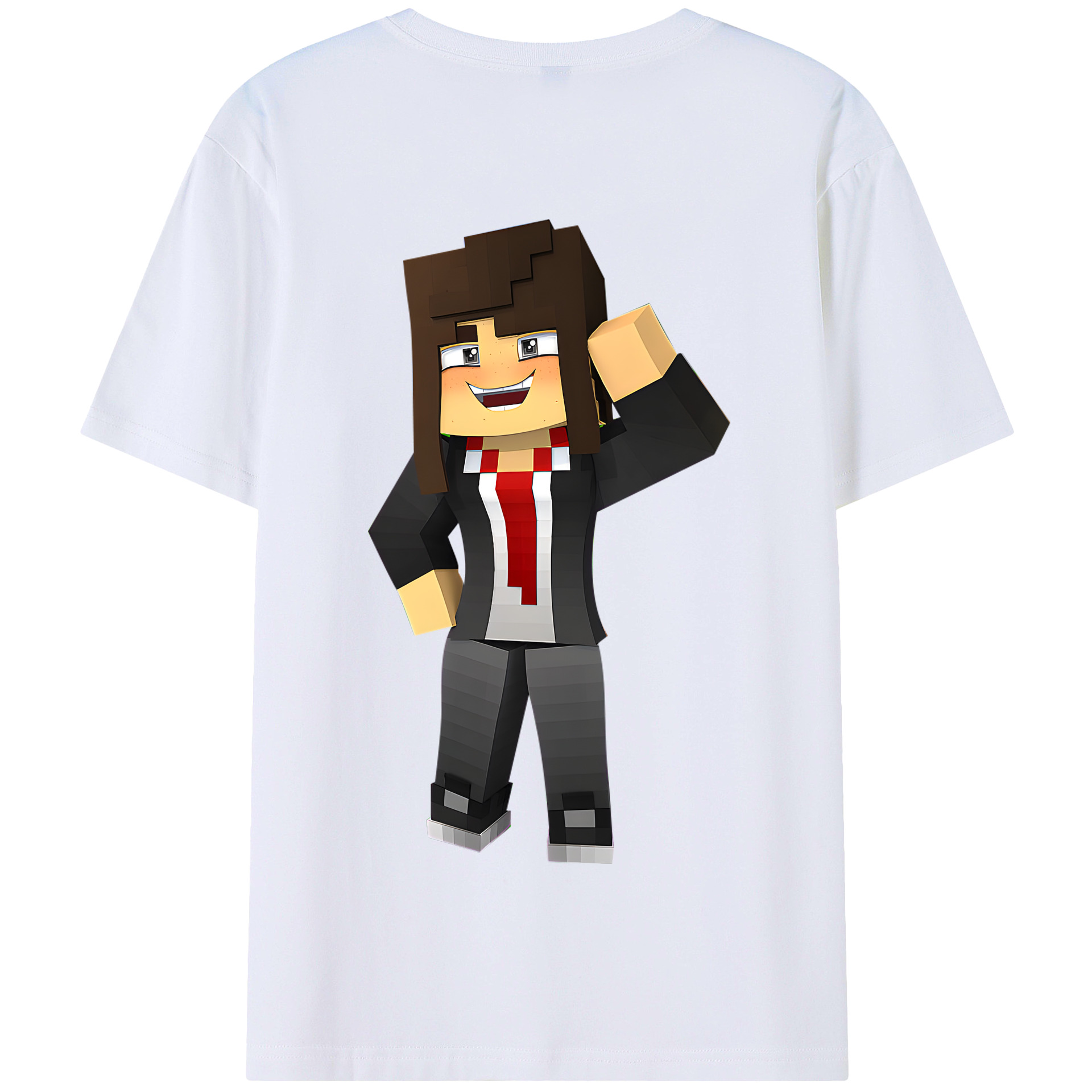 （画像用） マインクラフト ブロックの世界 Minecraft MC Block world 綿100％半袖Tシャツ（背面プリント）