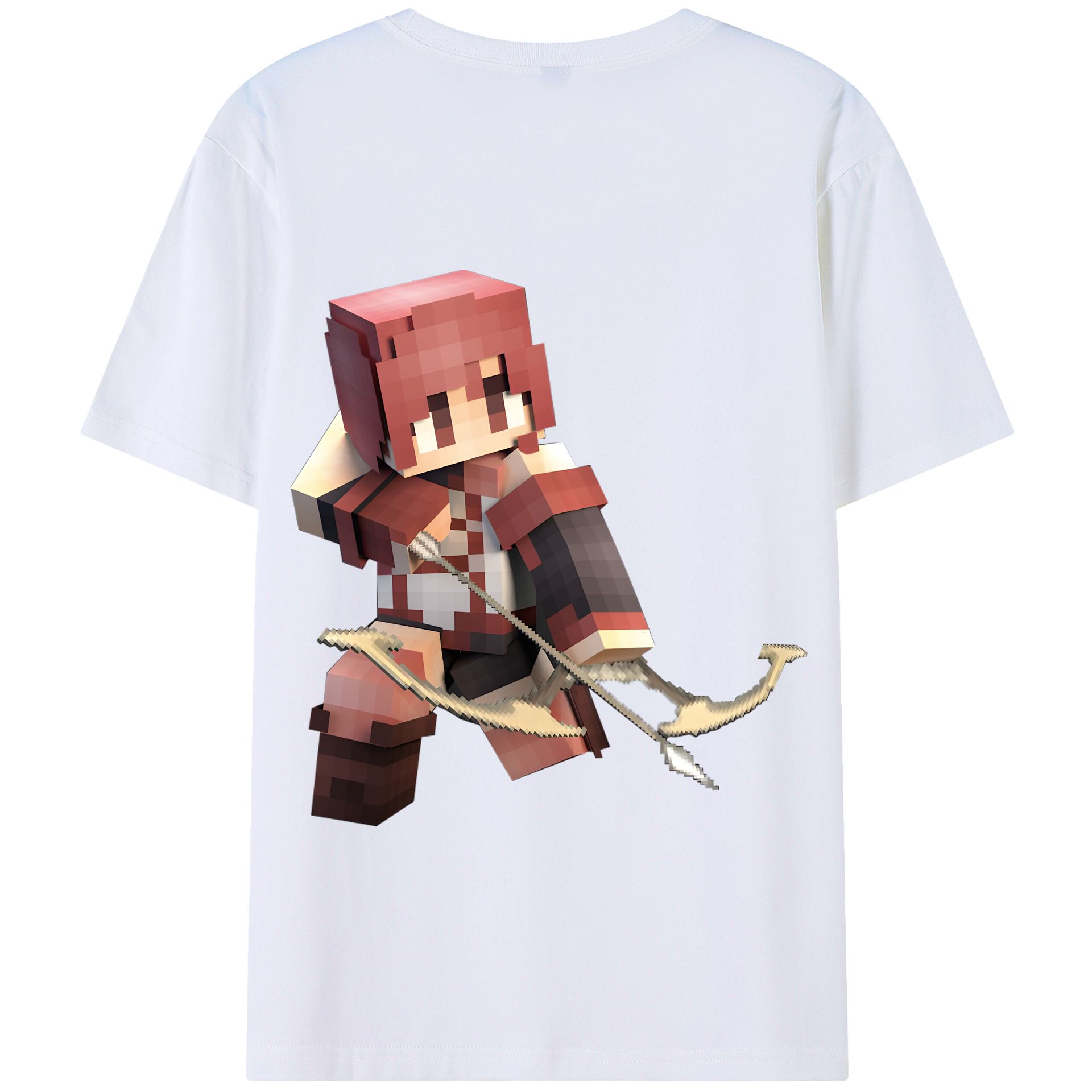 （画像用） マインクラフト ブロックの世界 Minecraft MC Block world 綿100％半袖Tシャツ（背面プリント）
