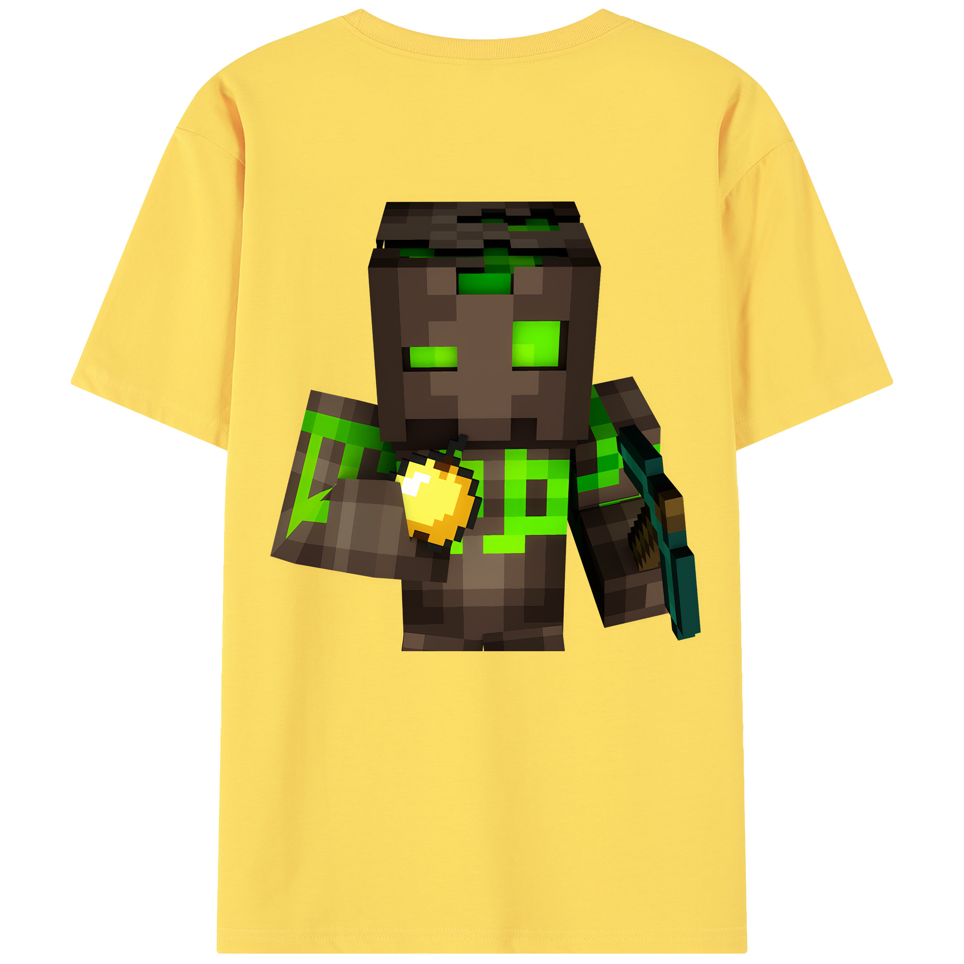 （画像用） マインクラフト ブロックの世界 Minecraft MC Block world 綿100％半袖Tシャツ（背面プリント）