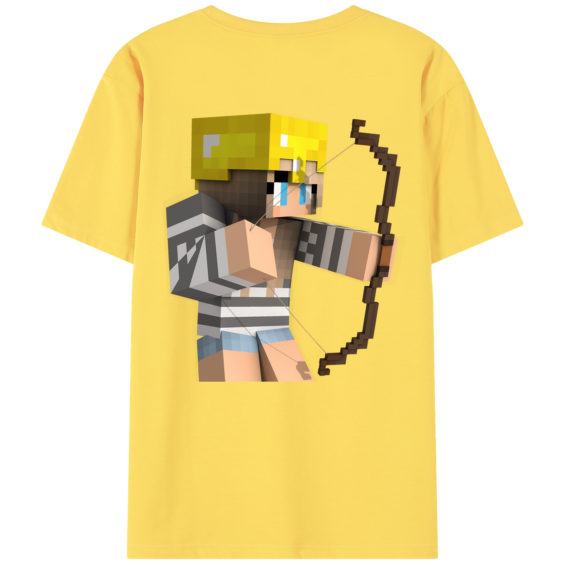 （画像用） マインクラフト ブロックの世界 Minecraft MC Block world 綿100％半袖Tシャツ（背面プリント）