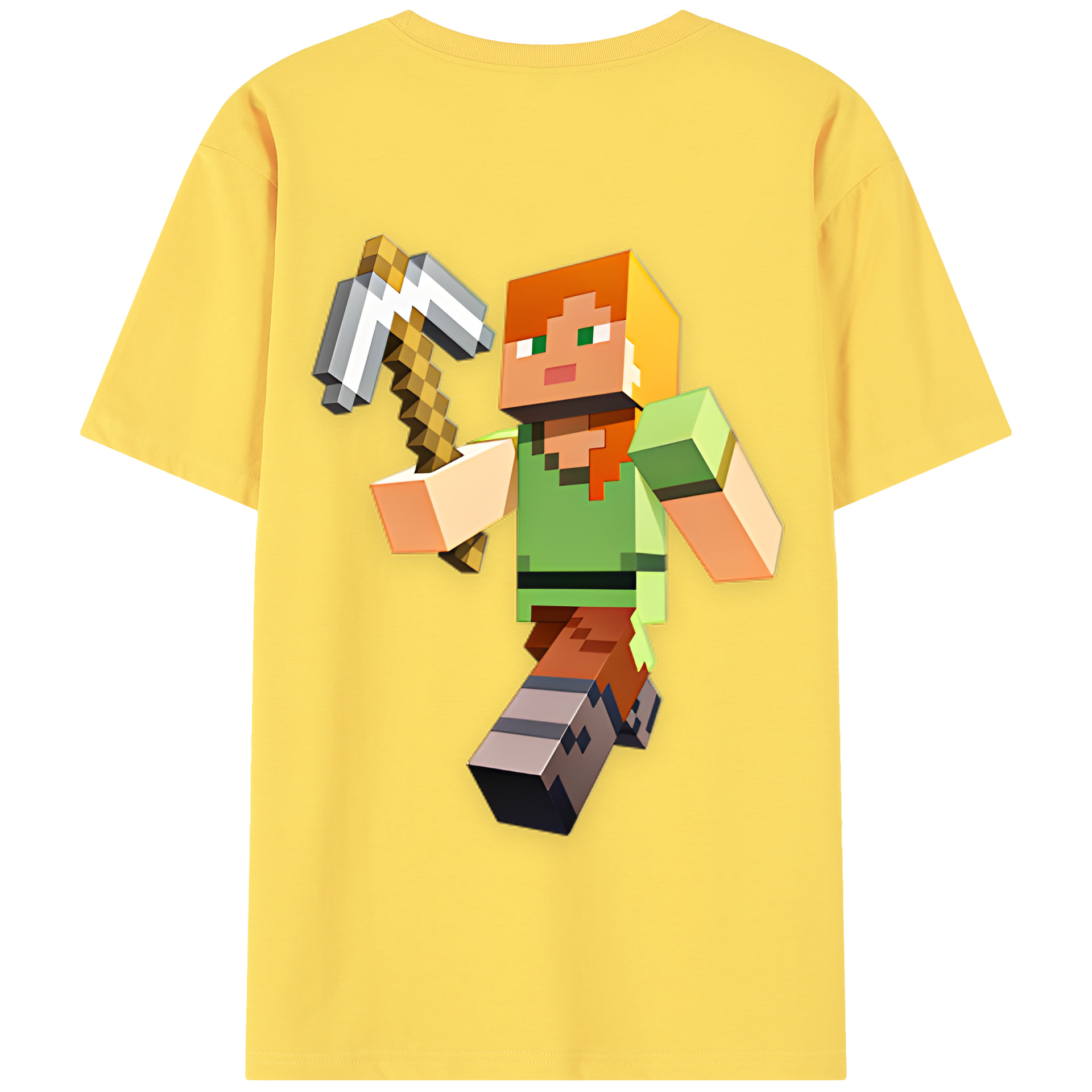 （画像用） マインクラフト ブロックの世界 Minecraft MC Block world 綿100％半袖Tシャツ（背面プリント）
