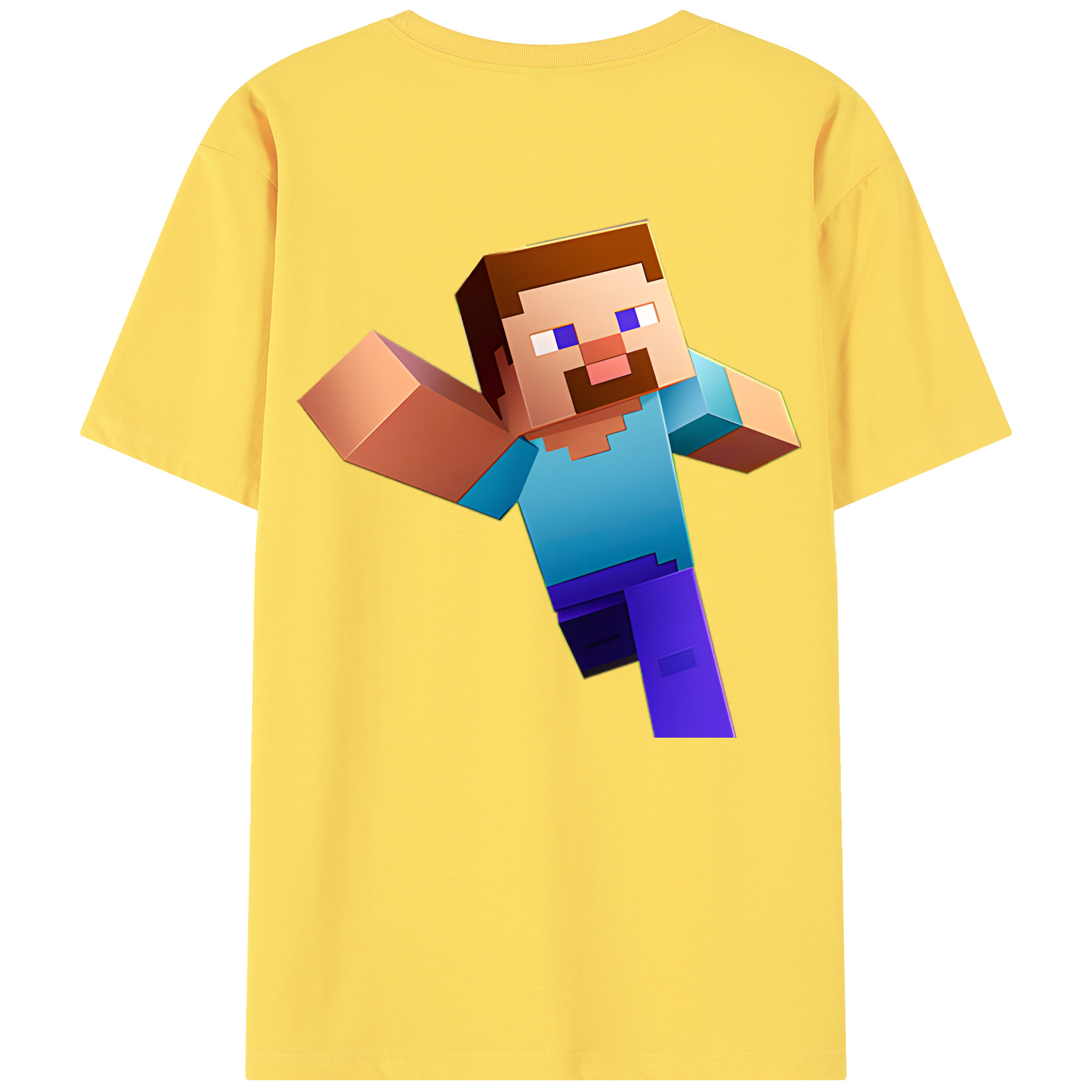 （画像用） マインクラフト ブロックの世界 Minecraft MC Block world 綿100％半袖Tシャツ（背面プリント）