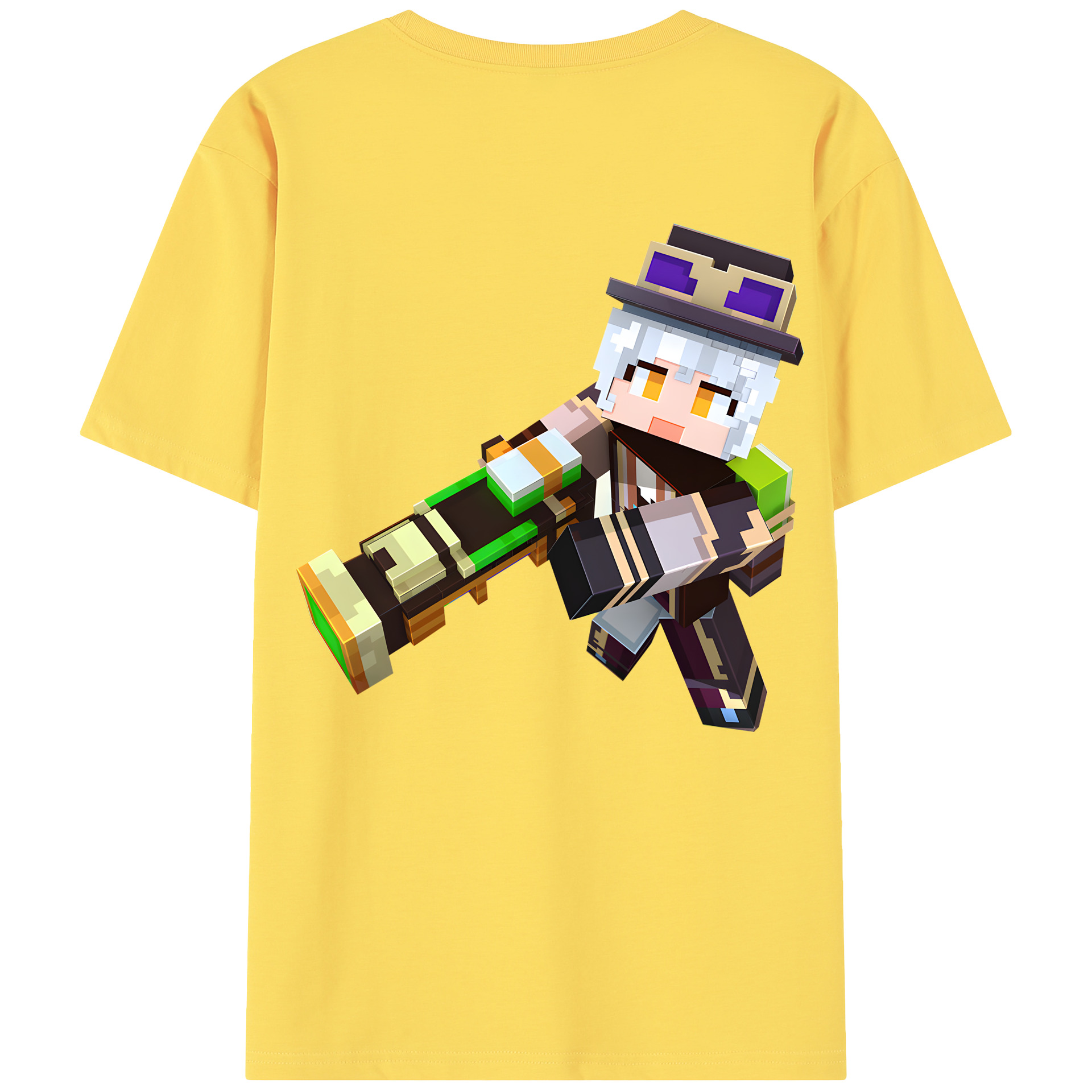 （画像用） マインクラフト ブロックの世界 Minecraft MC Block world 綿100％半袖Tシャツ（背面プリント）
