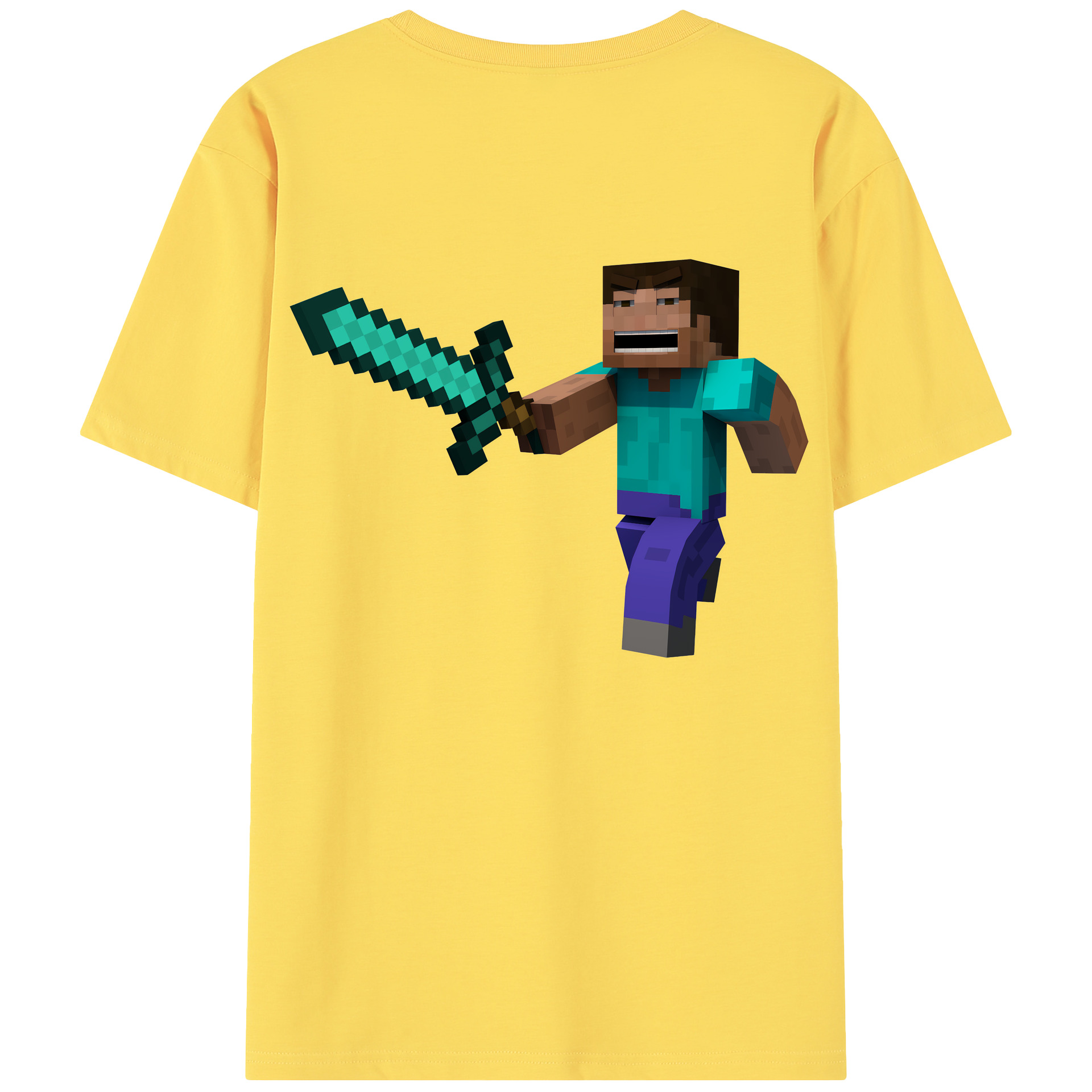 （画像用） マインクラフト ブロックの世界 Minecraft MC Block world 綿100％半袖Tシャツ（背面プリント）