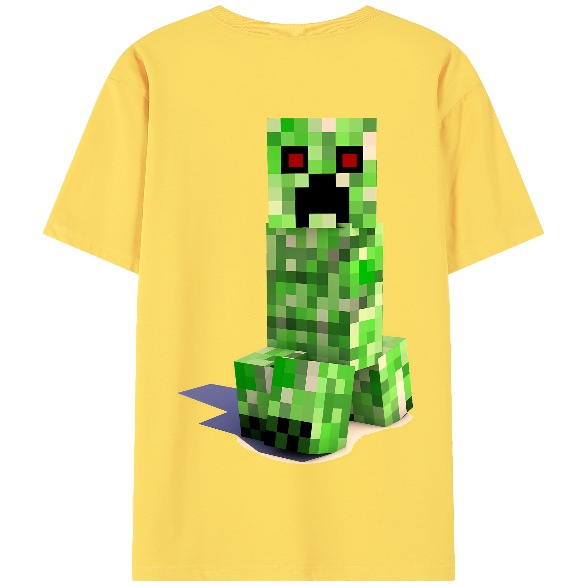 （画像用） マインクラフト ブロックの世界 Minecraft MC Block world 綿100％半袖Tシャツ（背面プリント）