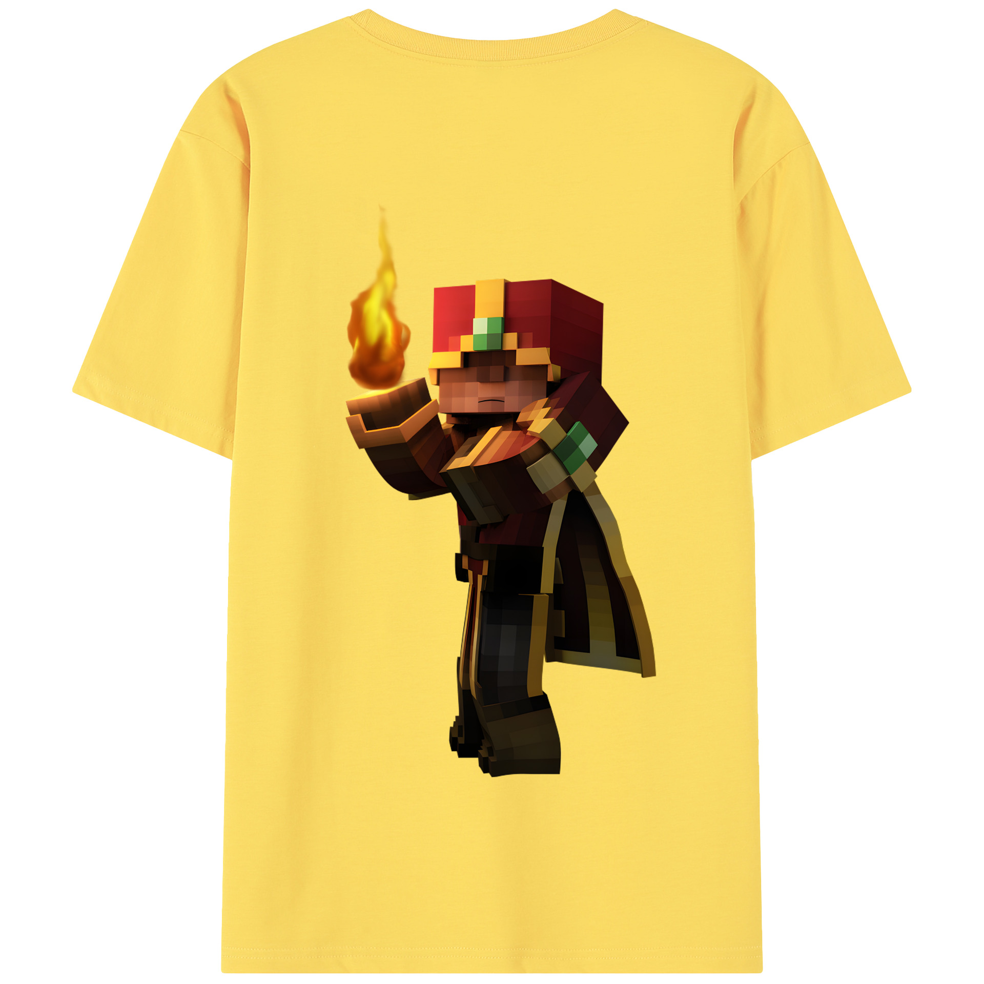 （画像用） マインクラフト ブロックの世界 Minecraft MC Block world 綿100％半袖Tシャツ（背面プリント）