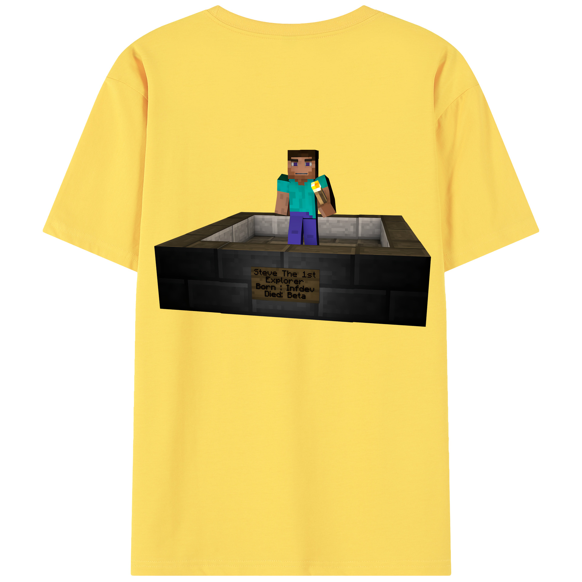 （画像用） マインクラフト ブロックの世界 Minecraft MC Block world 綿100％半袖Tシャツ（背面プリント）