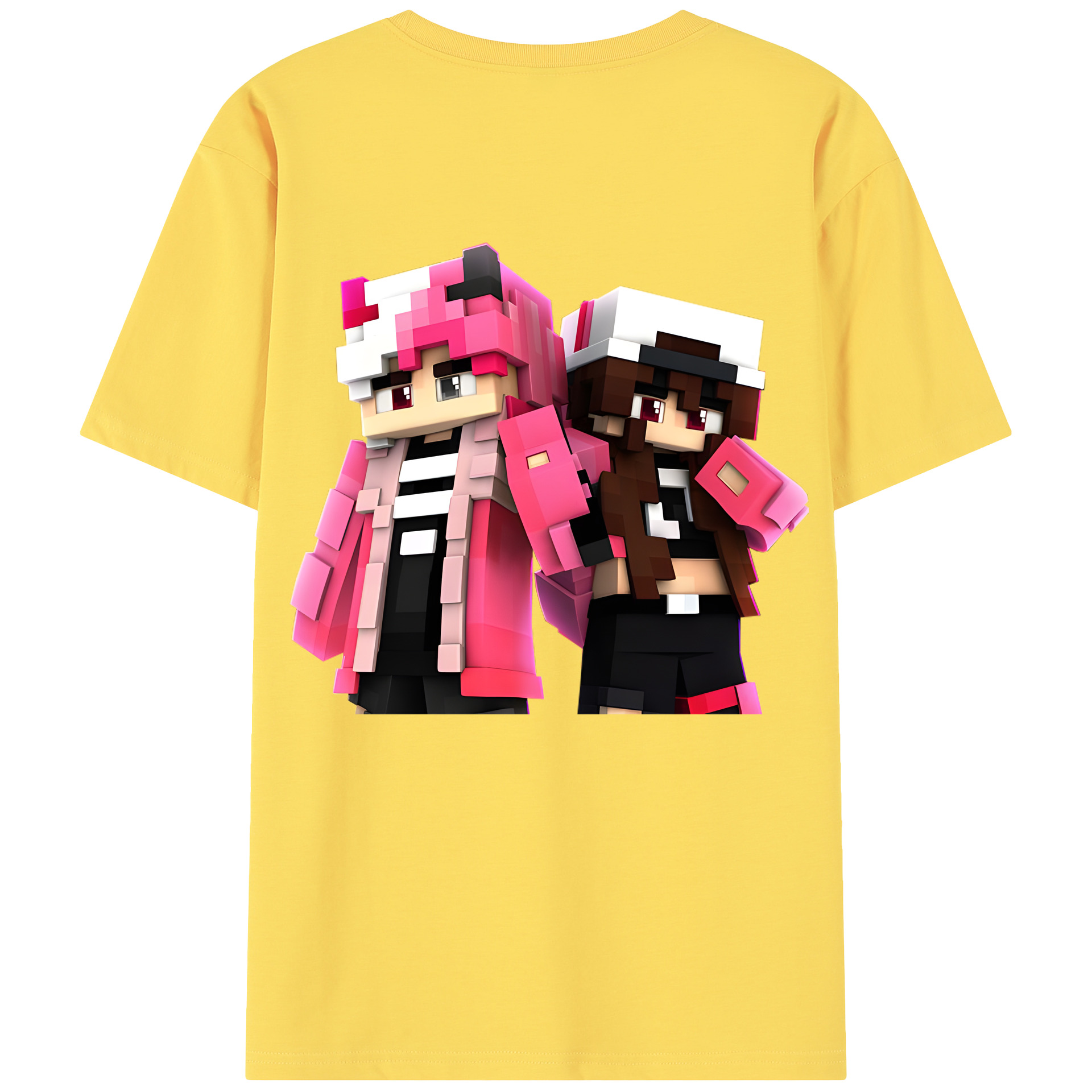 （画像用） マインクラフト ブロックの世界 Minecraft MC Block world 綿100％半袖Tシャツ（背面プリント）