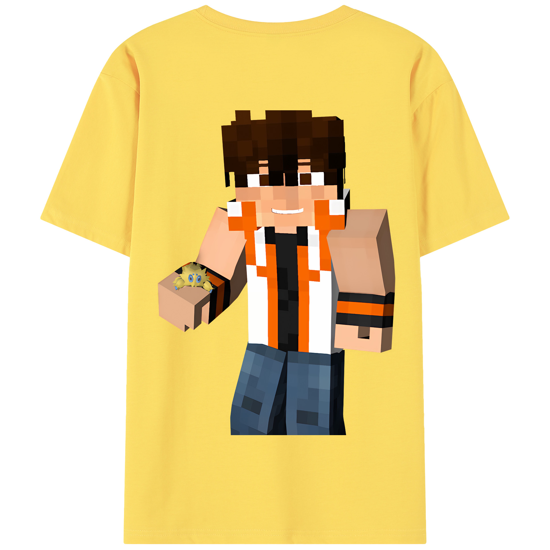 （画像用） マインクラフト ブロックの世界 Minecraft MC Block world 綿100％半袖Tシャツ（背面プリント）
