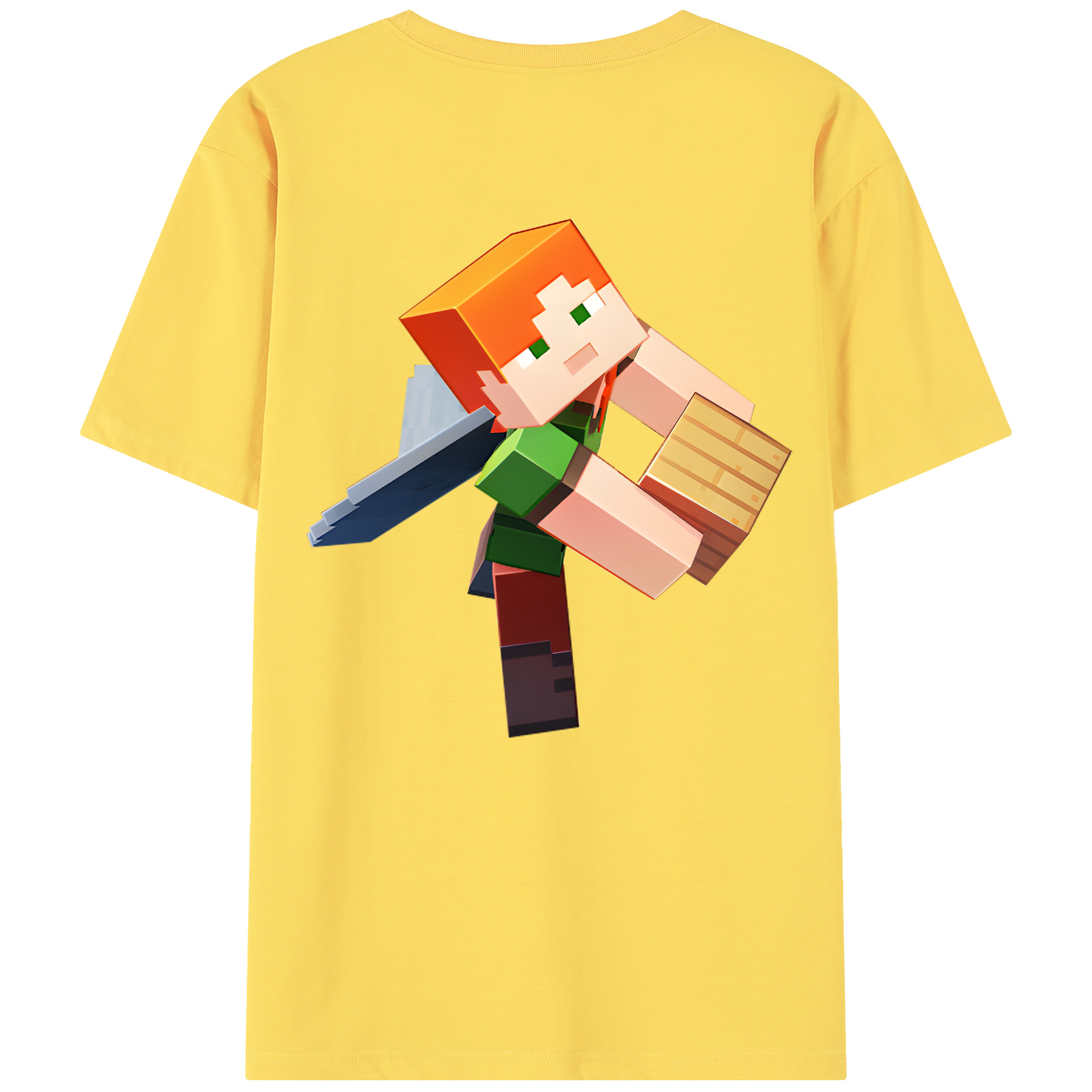 （画像用） マインクラフト ブロックの世界 Minecraft MC Block world 綿100％半袖Tシャツ（背面プリント）