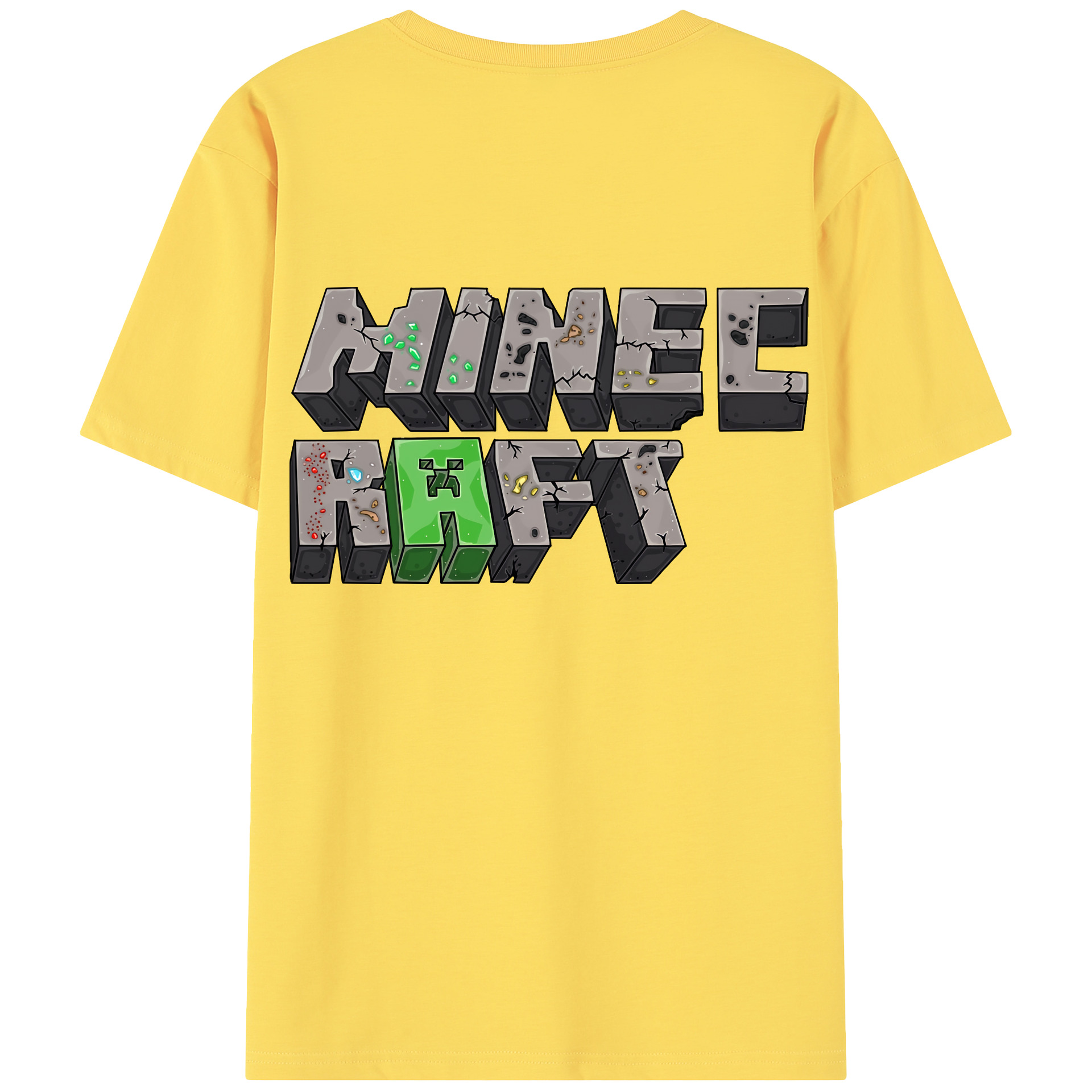 （画像用） マインクラフト ブロックの世界 Minecraft MC Block world 綿100％半袖Tシャツ（背面プリント）