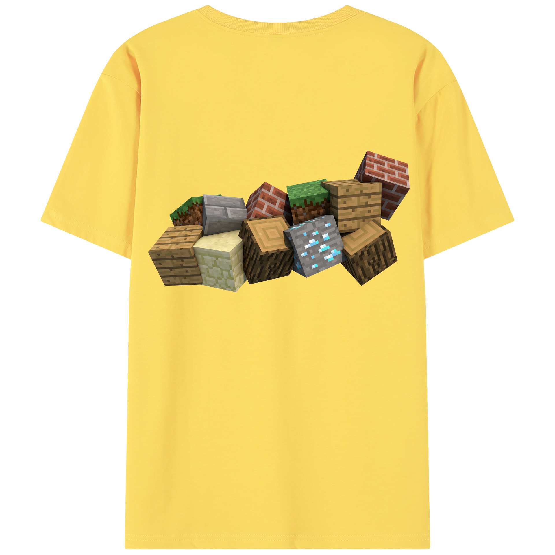 （画像用） マインクラフト ブロックの世界 Minecraft MC Block world 綿100％半袖Tシャツ（背面プリント）