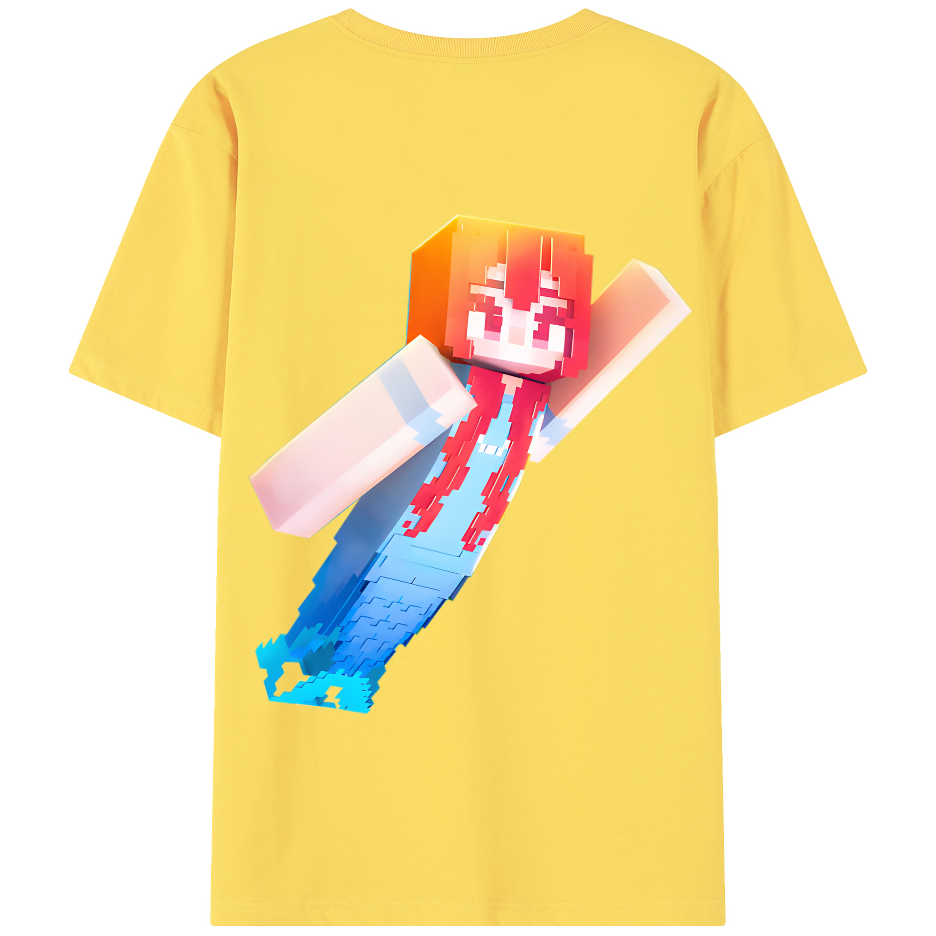 （画像用） マインクラフト ブロックの世界 Minecraft MC Block world 綿100％半袖Tシャツ（背面プリント）