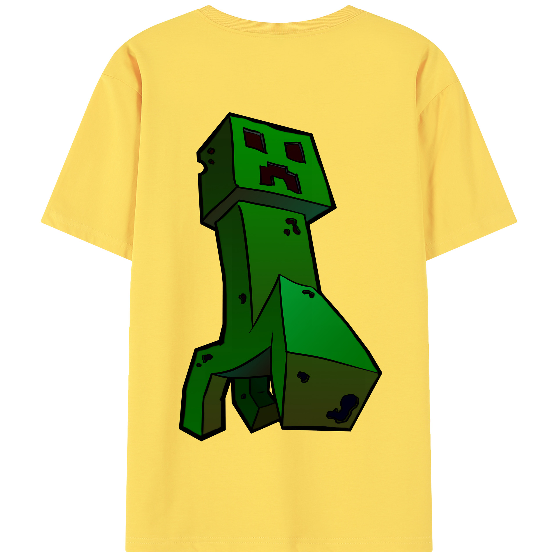 （画像用） マインクラフト ブロックの世界 Minecraft MC Block world 綿100％半袖Tシャツ（背面プリント）